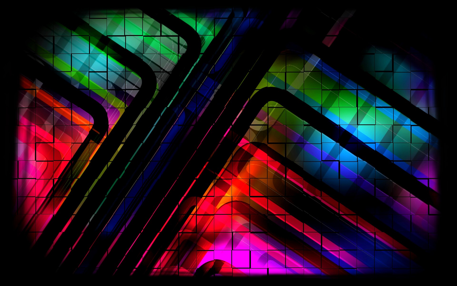 Abstract colorful geometric pattern with black lines HD Wallpaper