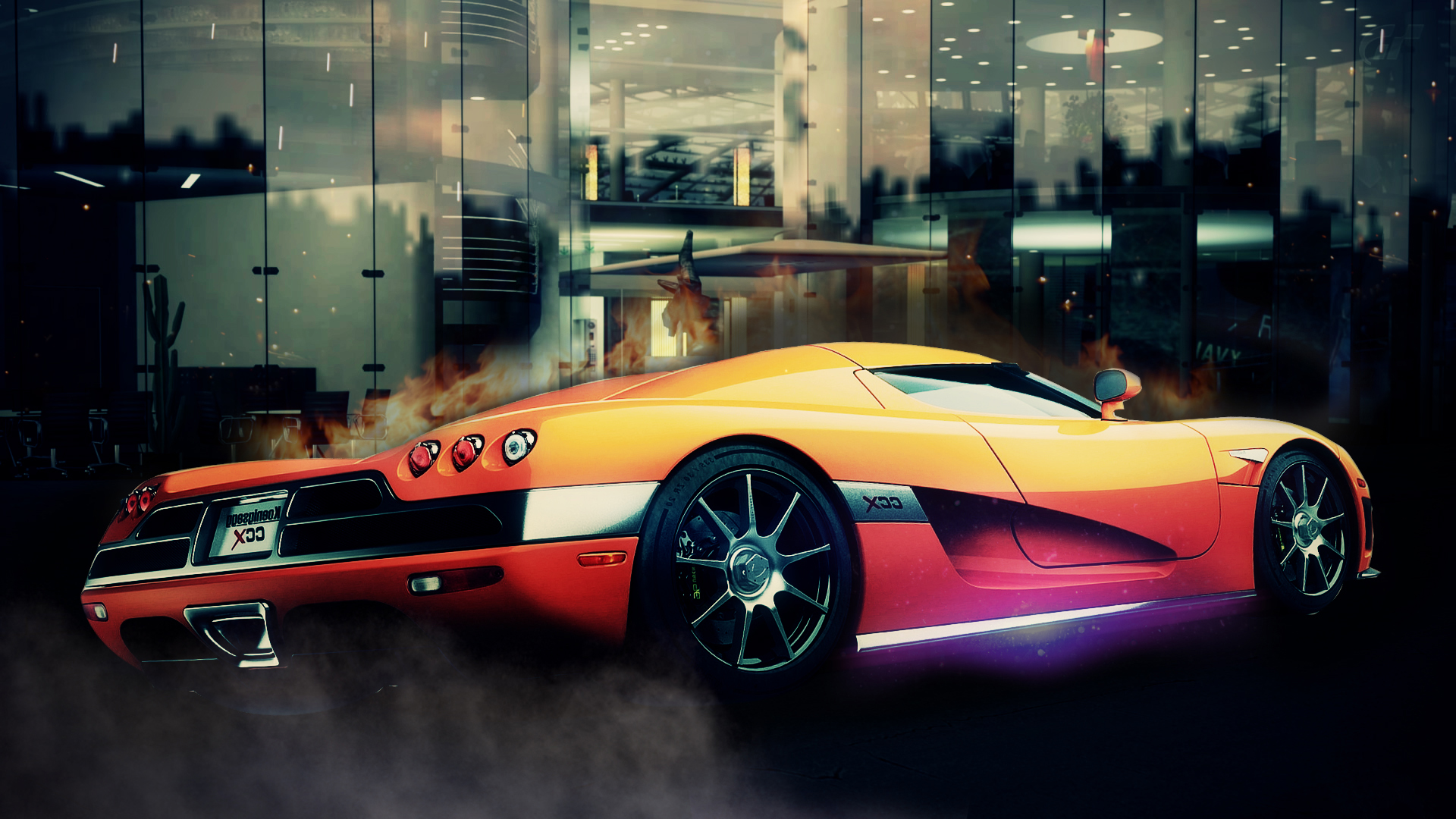 Koenigsegg CCX on fire HD Wallpaper