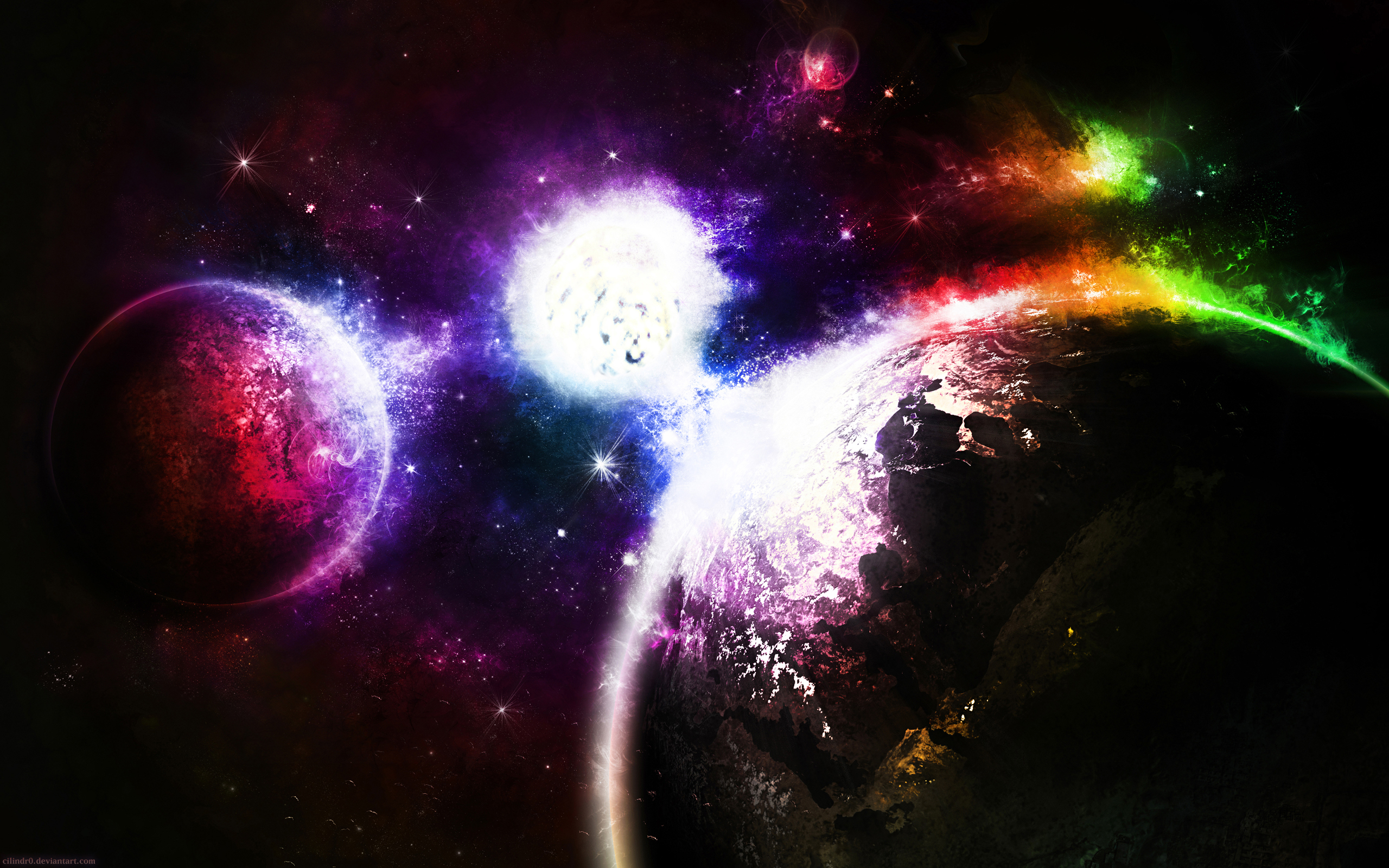 Colorful Sci Fi Planets and Nebula HD Wallpaper