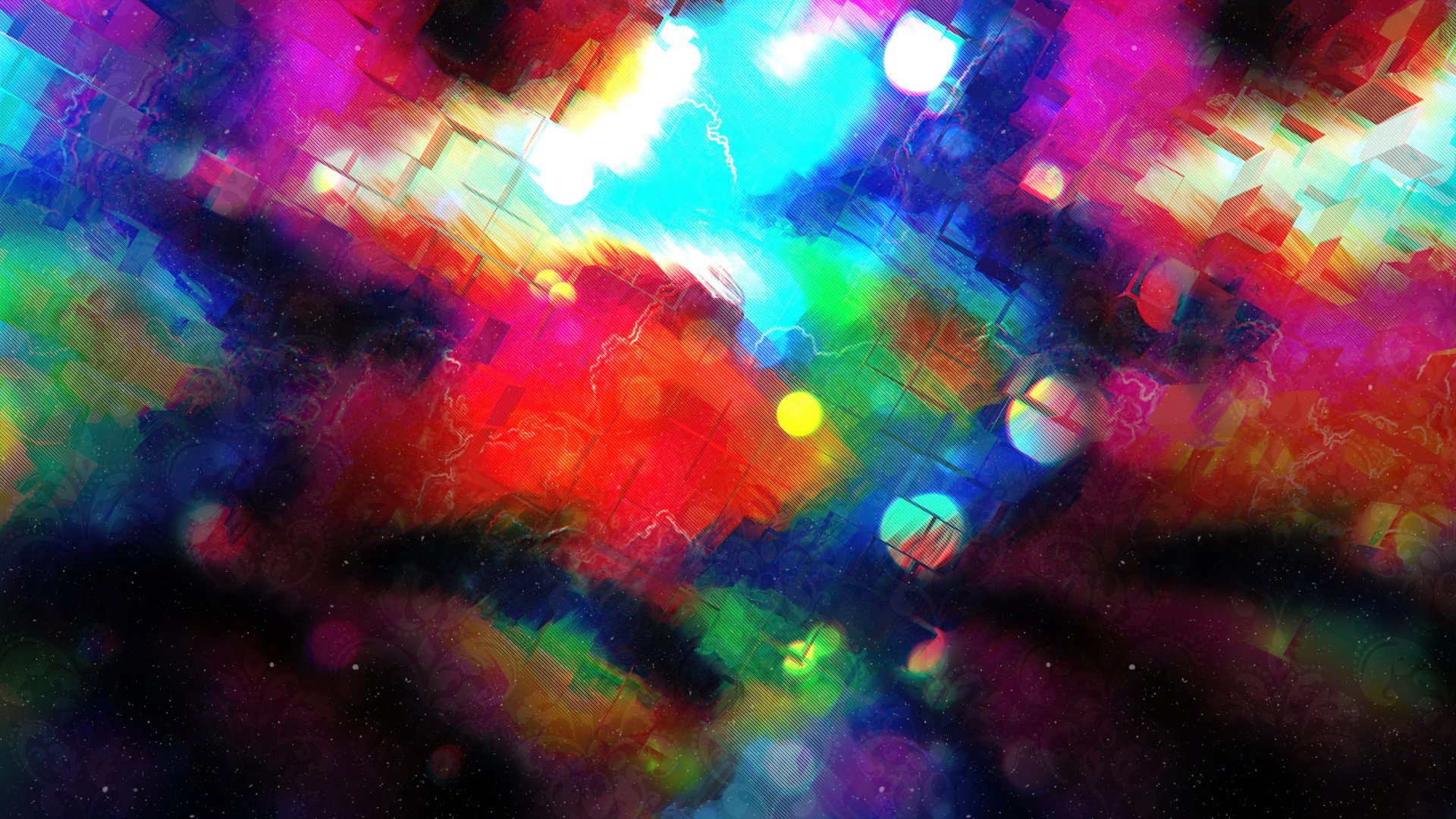 Abstract colorful digital art with bokeh HD Wallpaper