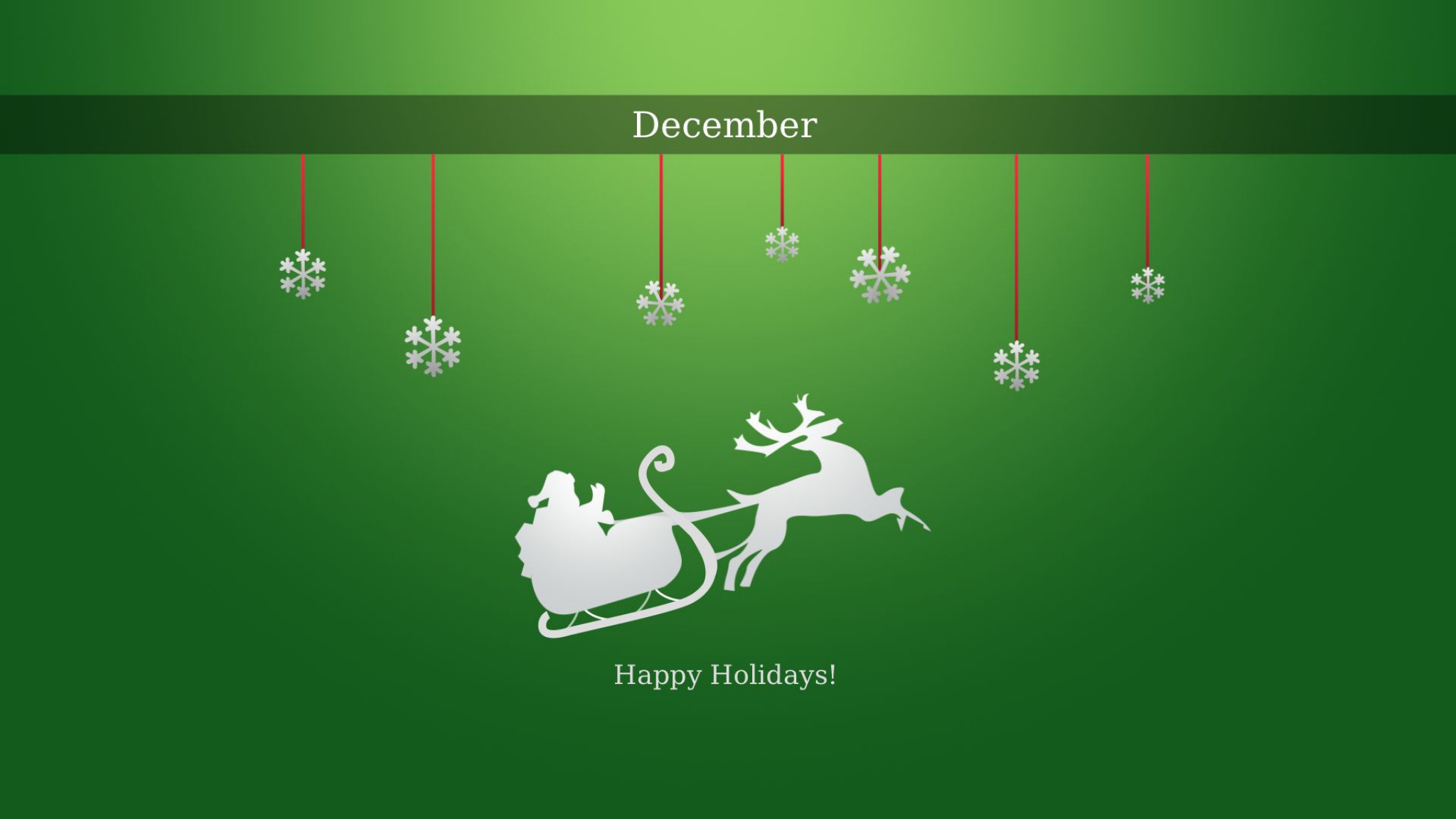December Happy Holidays Santa Sleigh and Reindeer HD Wallpaper