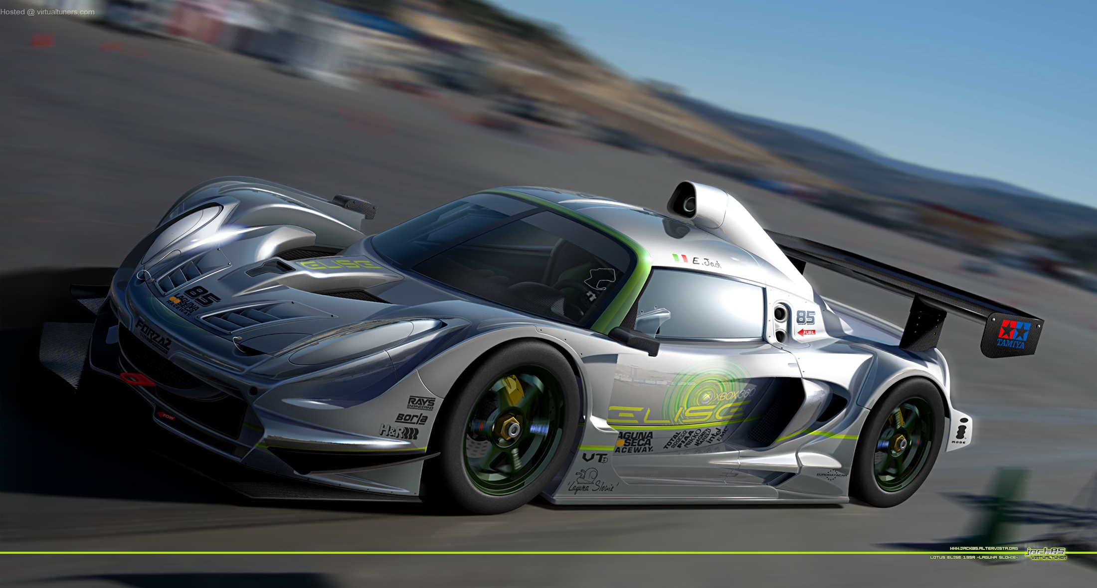 Lotus Elise GT3 race car on a track HD Wallpaper