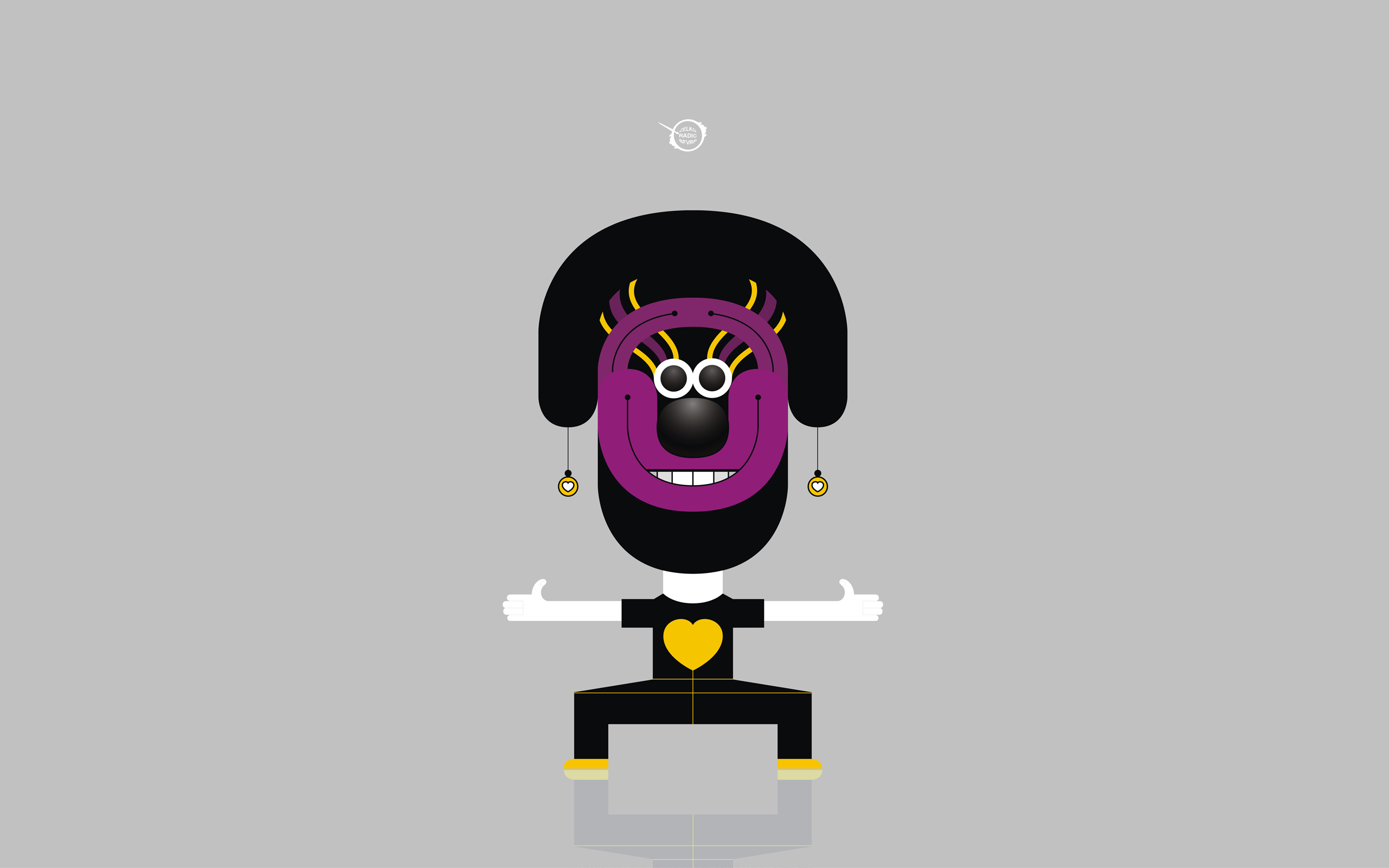 Minimalist cartoon character with heart shirt HD Wallpaper