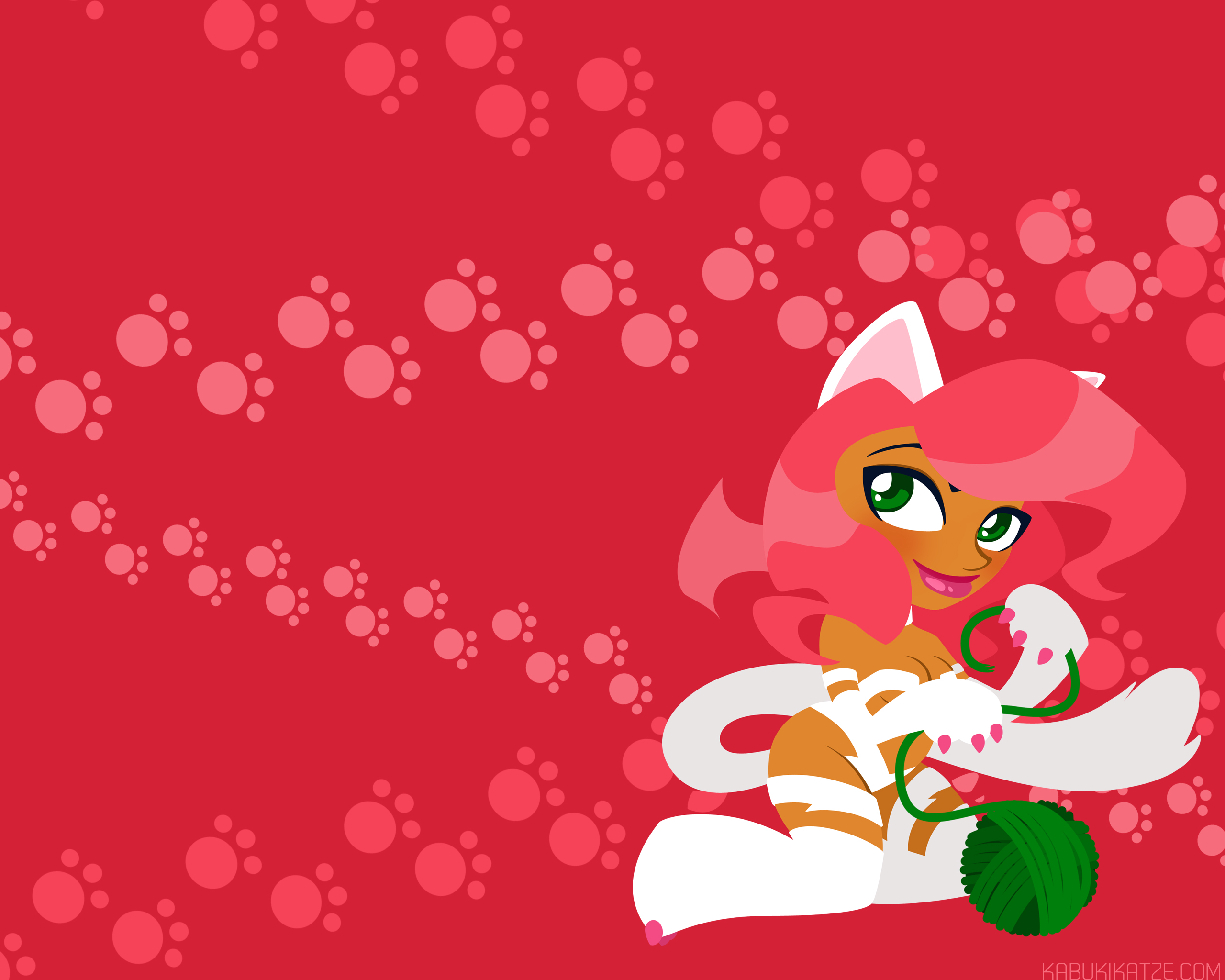 Felicia from Darkstalkers playing with yarn HD Wallpaper