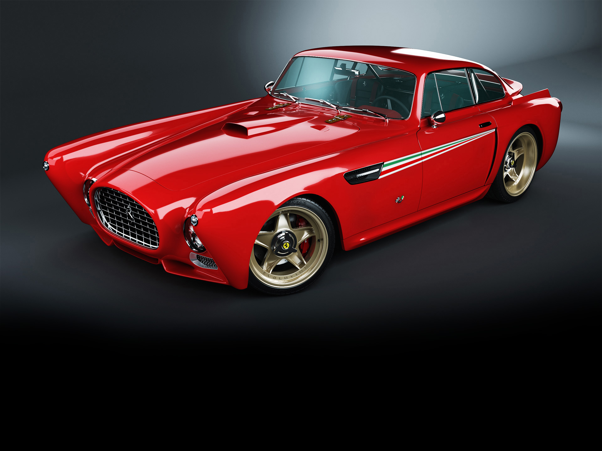 Red Ferrari classic coupe HD Wallpaper