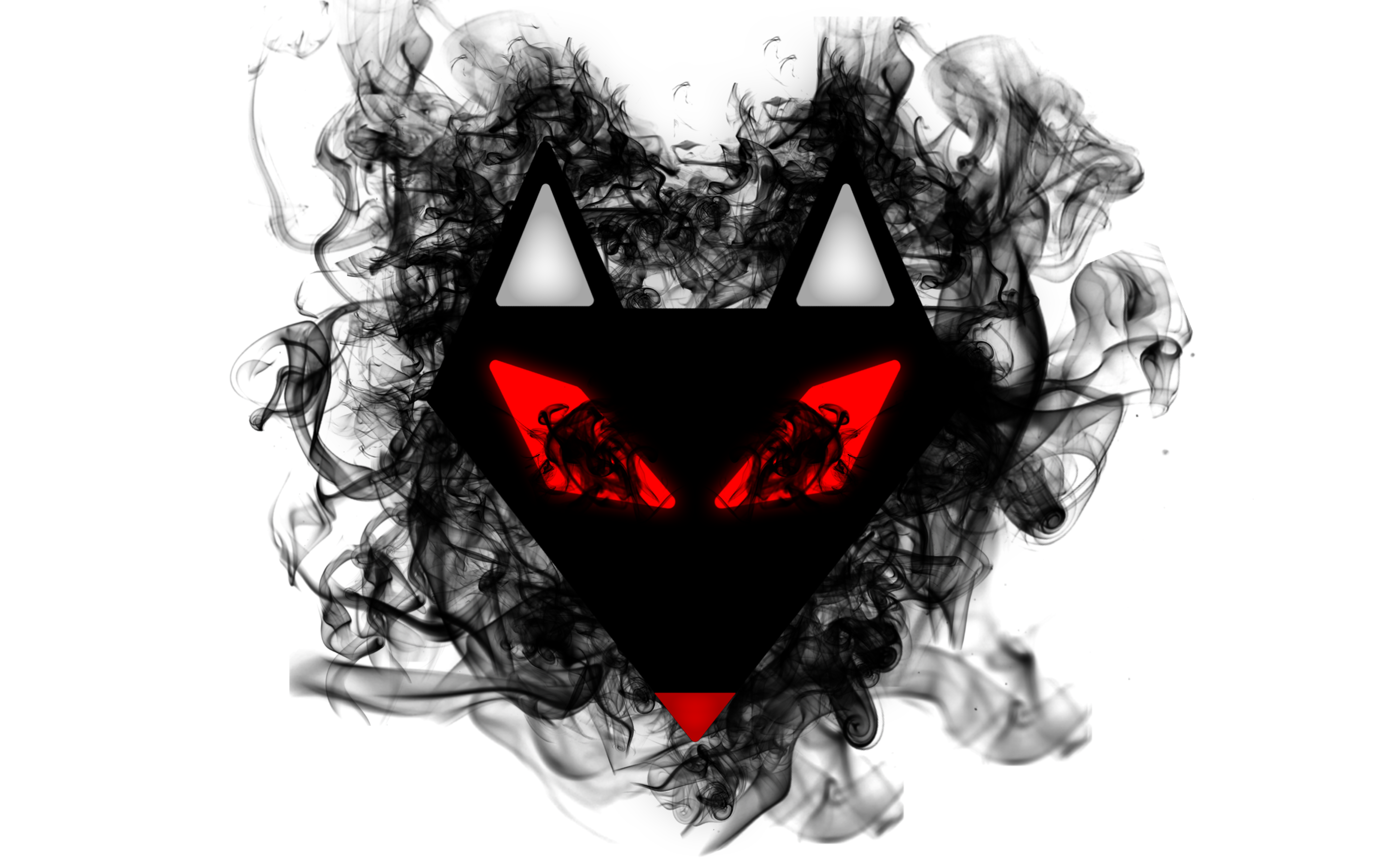 Black fox with red eyes and smoke HD Wallpaper