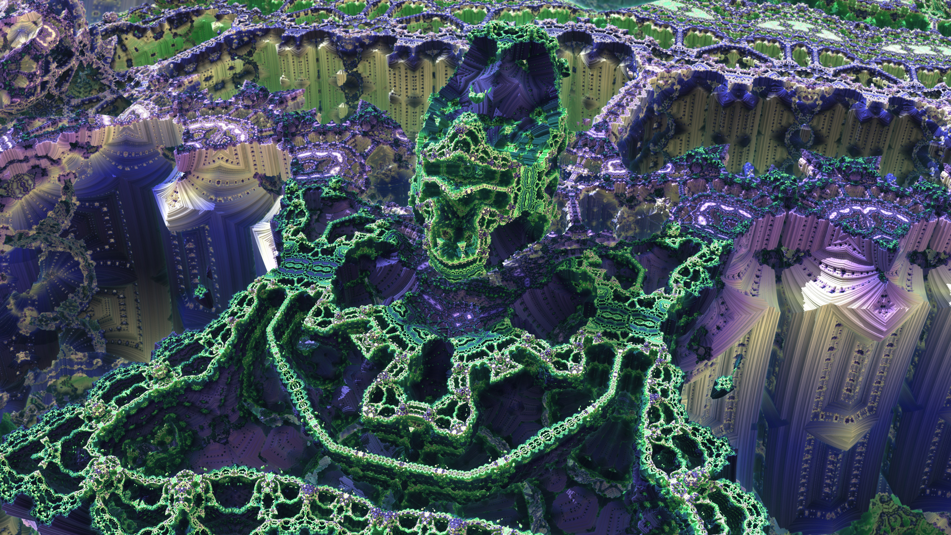 Psychedelic Fractal Landscape HD Wallpaper