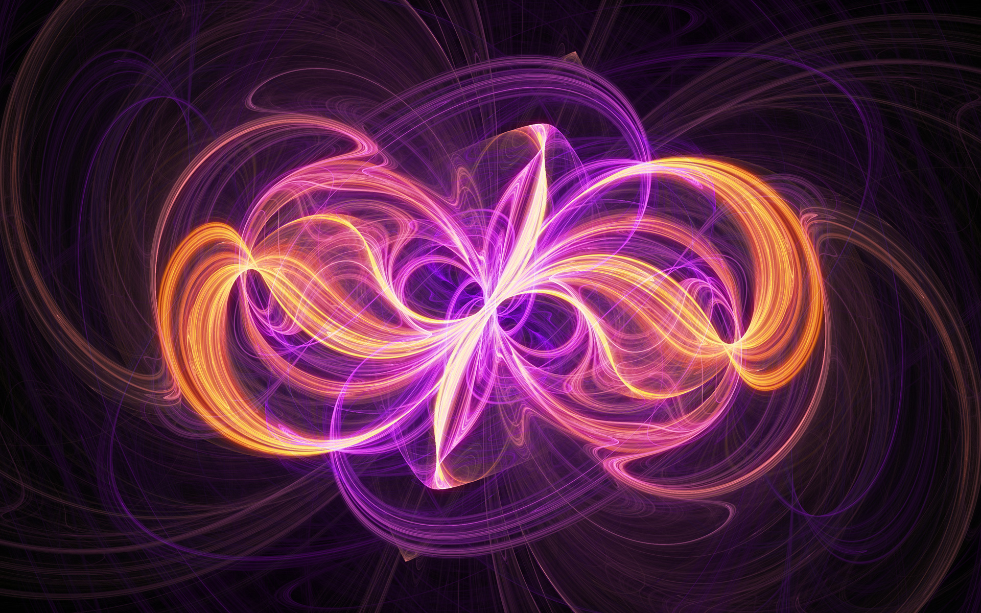 Abstract fractal pattern with purple and orange swirls HD Wallpaper