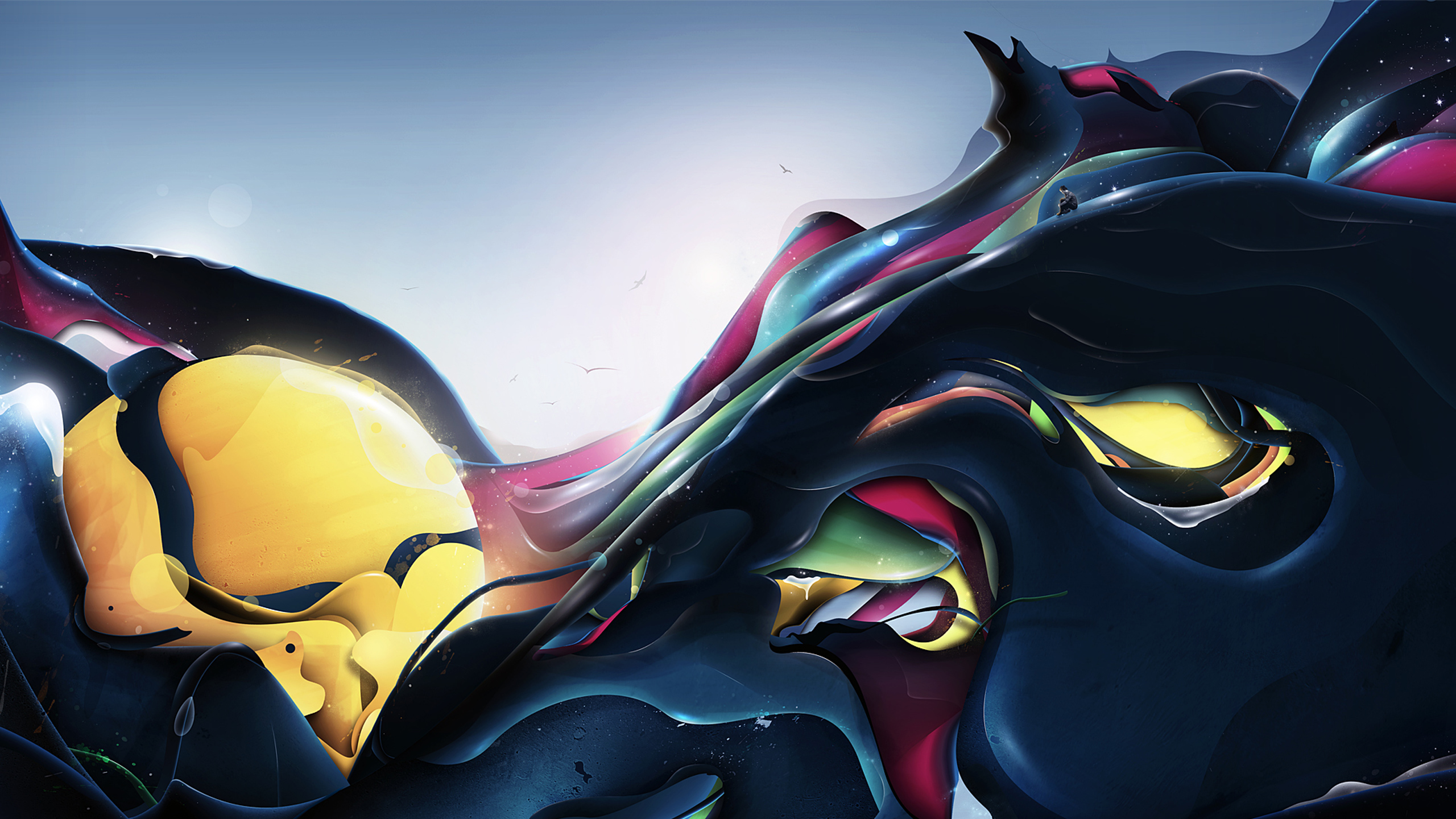 Abstract Digital Art with Swirling Colors HD Wallpaper