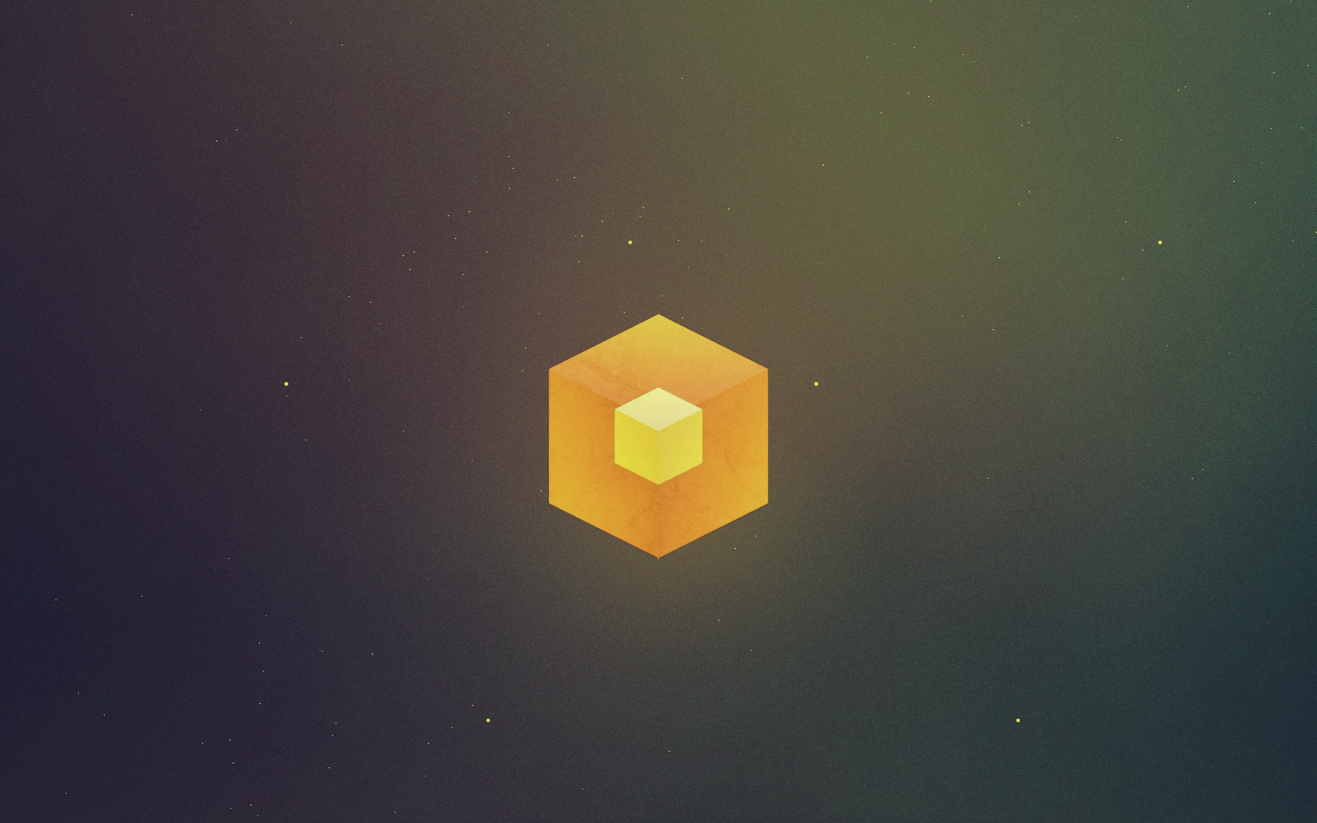 Abstract orange and yellow cubes in starry space HD Wallpaper
