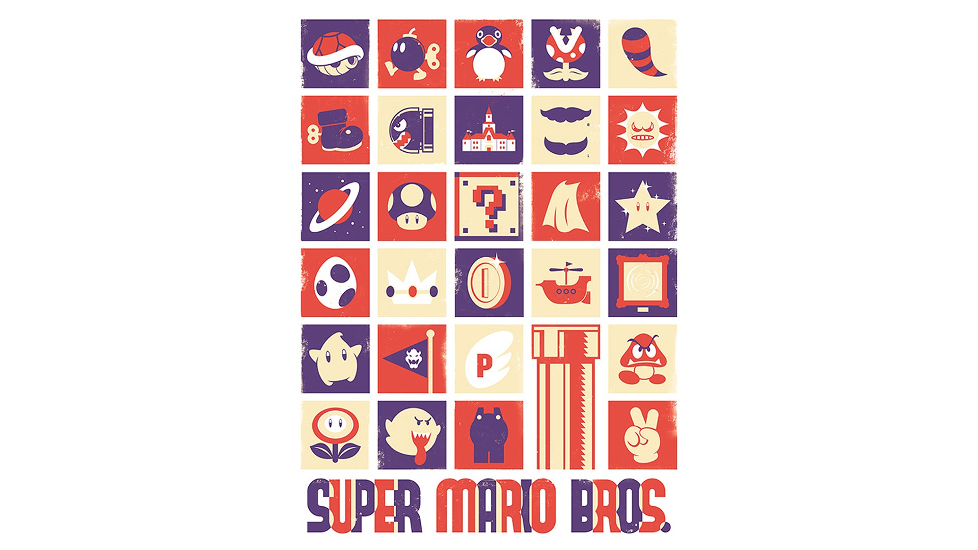 Super Mario Bros. Icons HD Wallpaper