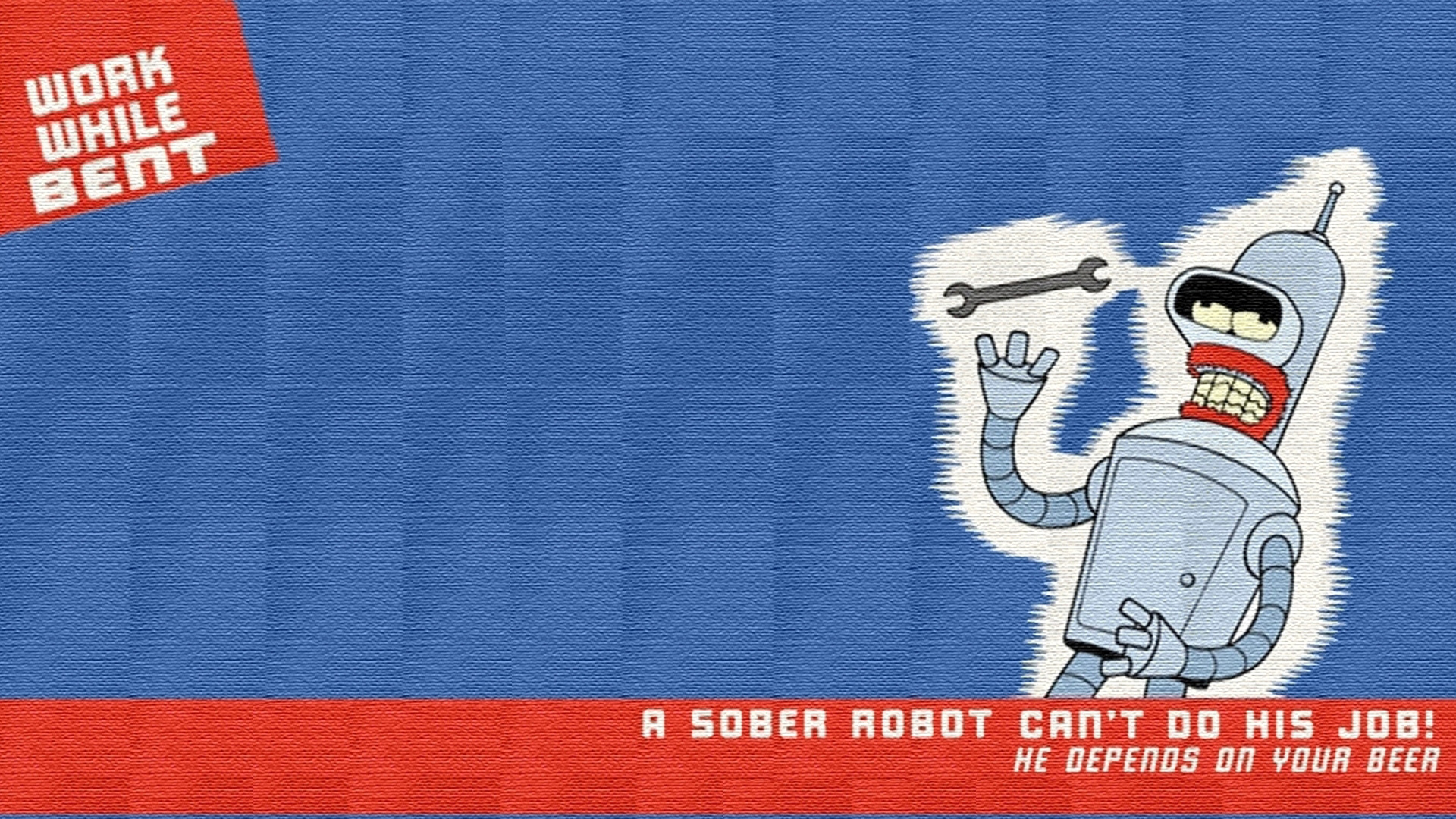 Bender from Futurama with wrench and text HD Wallpaper