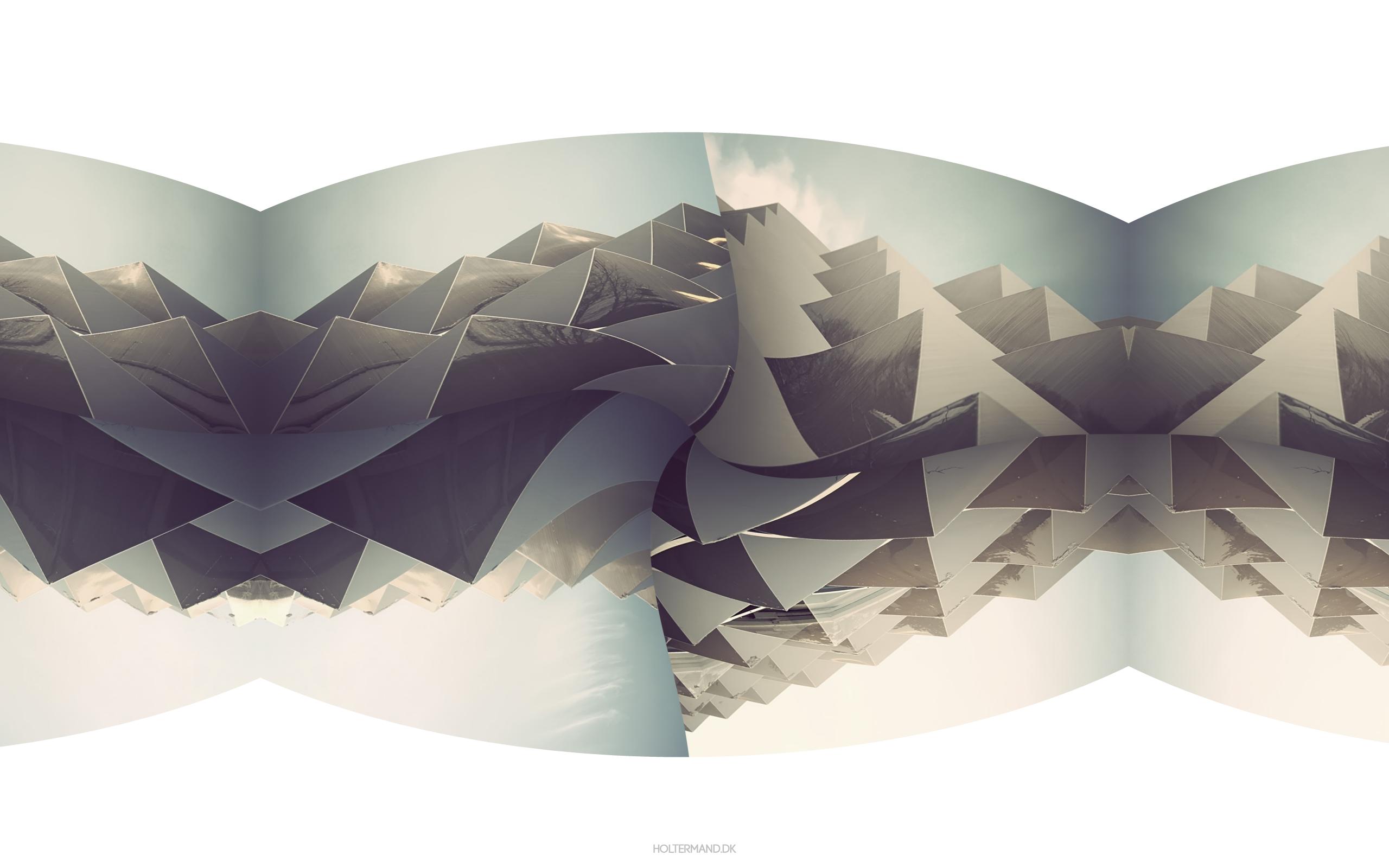 Abstract geometric structure with sky background HD Wallpaper