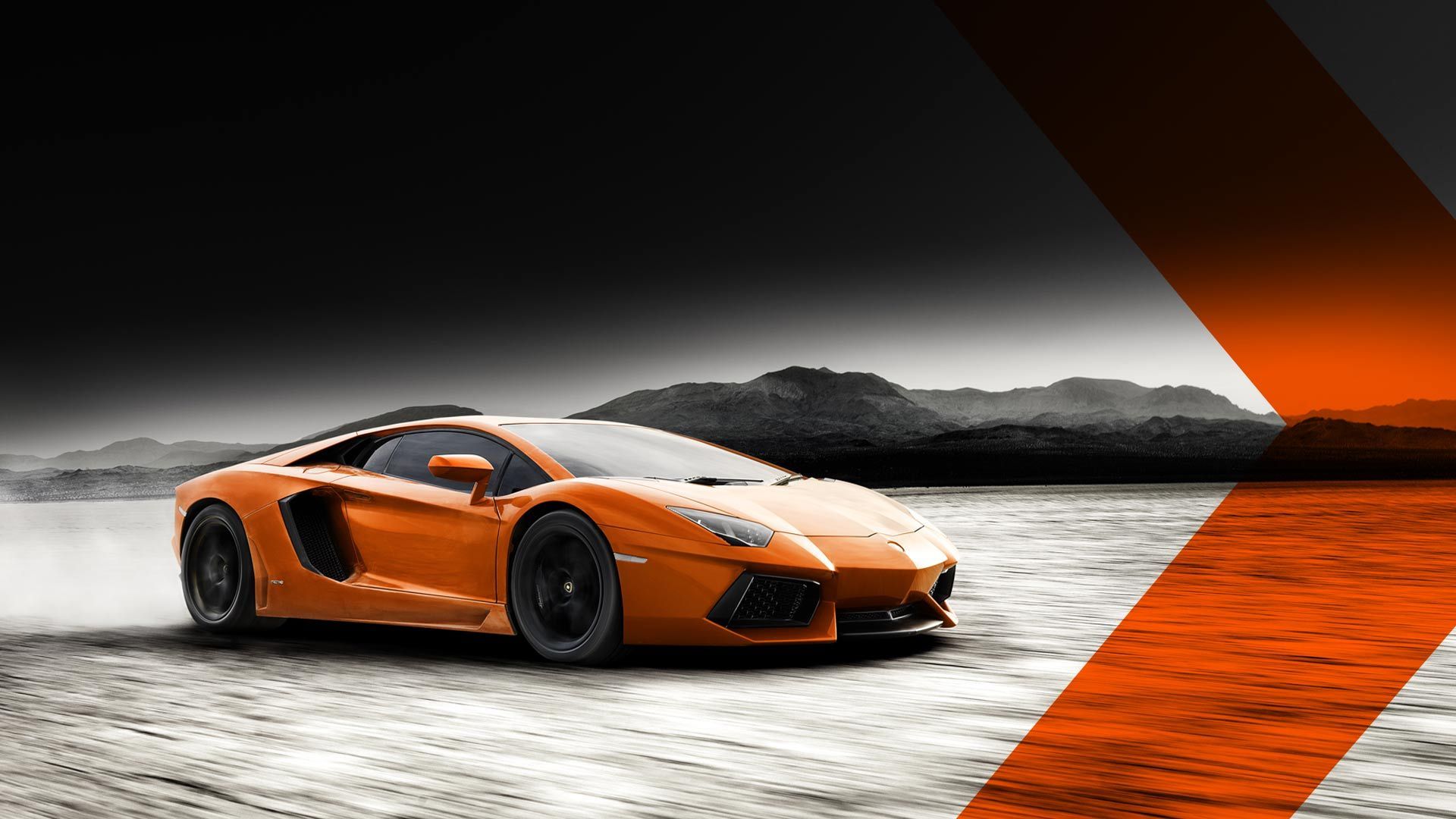 Orange Lamborghini Aventador on a road HD Wallpaper