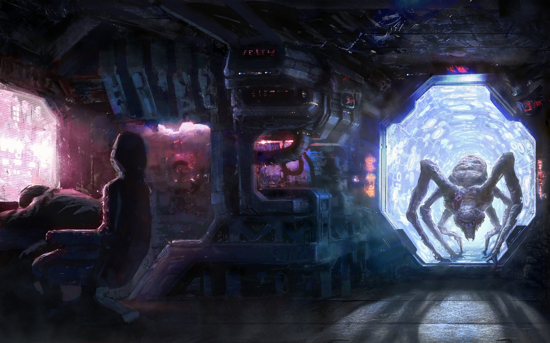 Sci-Fi Adventure: Creature in Containment Pod HD Wallpaper