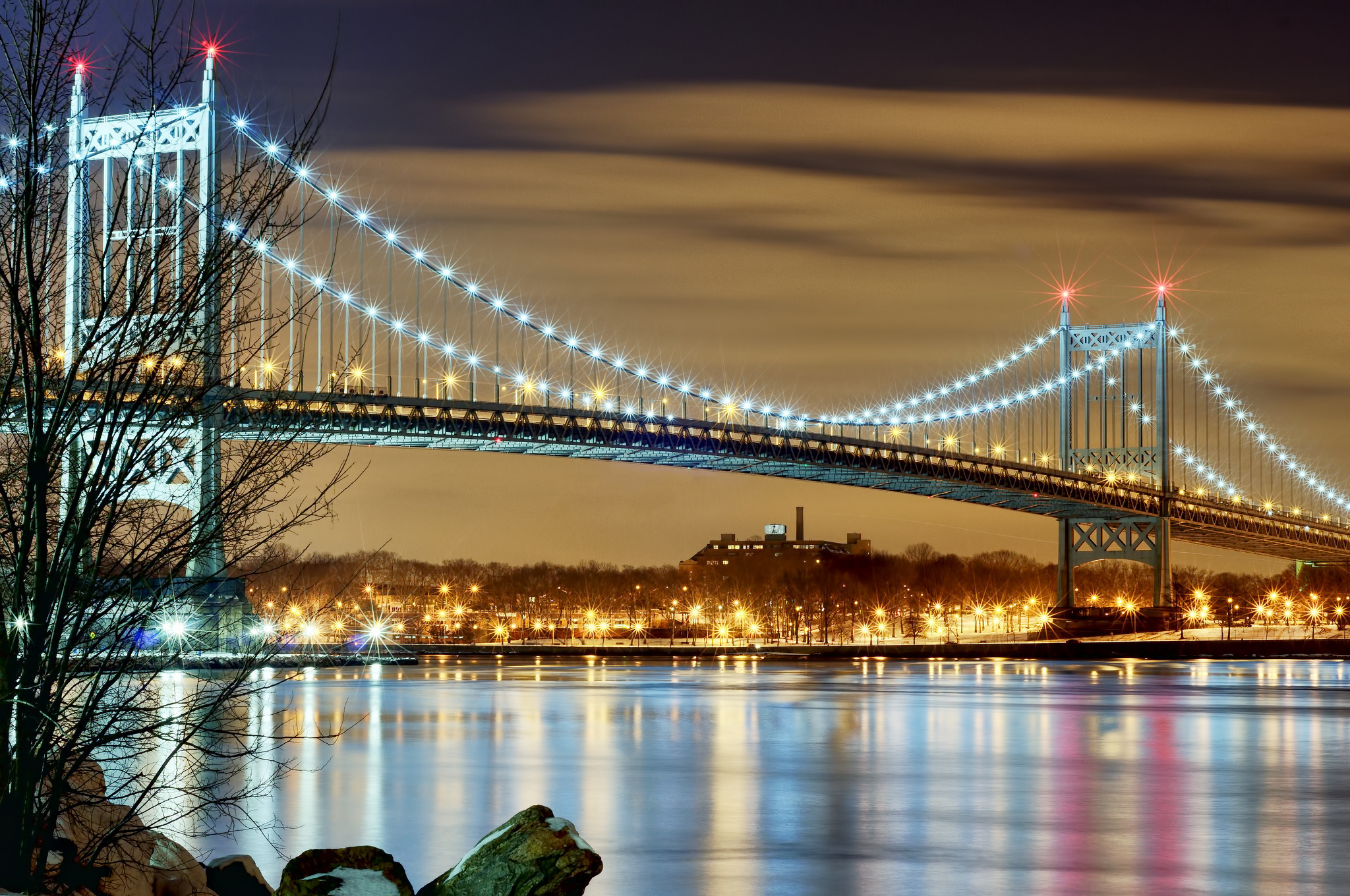 Triborough Bridge at Night, New York City HD Wallpaper