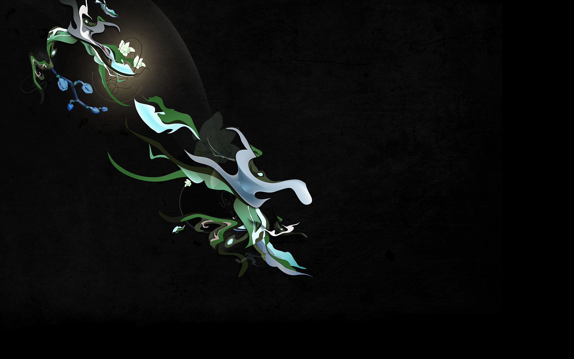 Abstract artistic design with green and blue elements HD Wallpaper