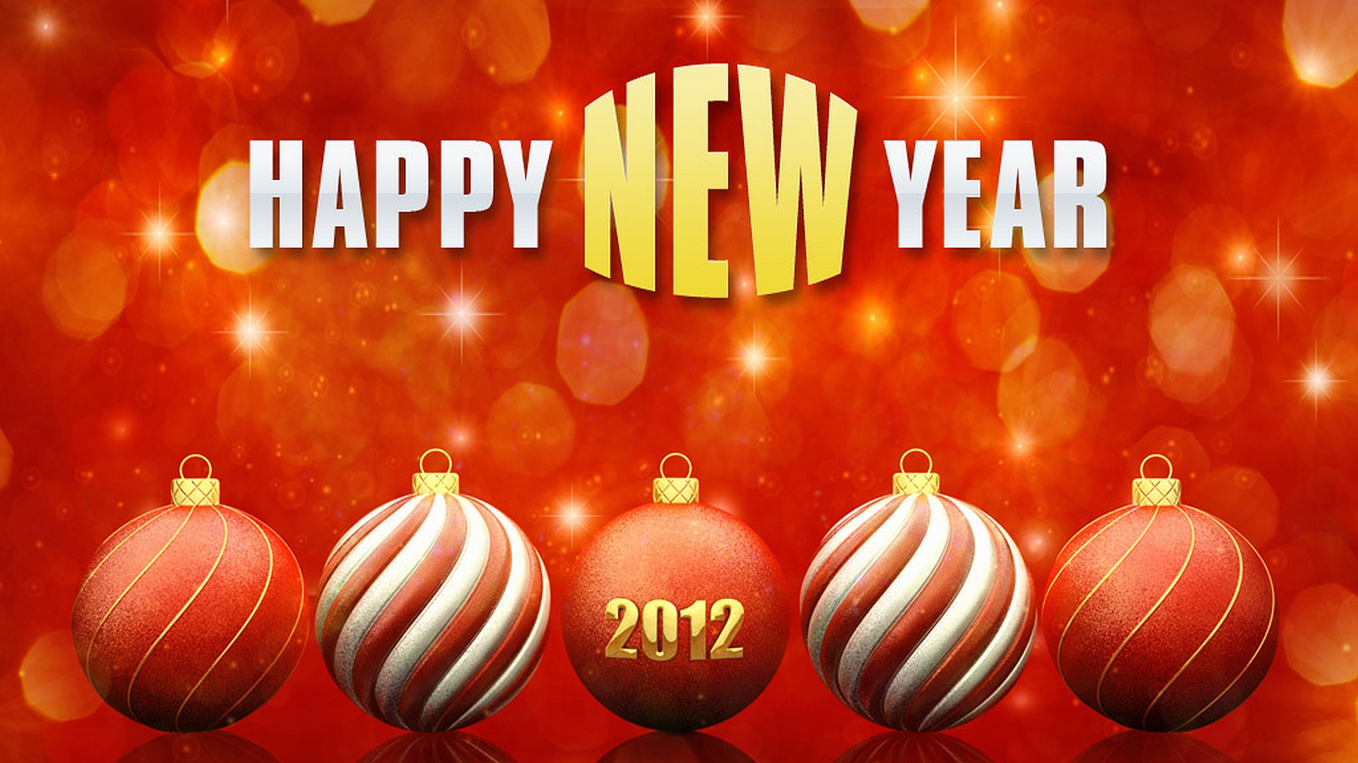 Happy New Year 2012 Holiday Ornaments HD Wallpaper