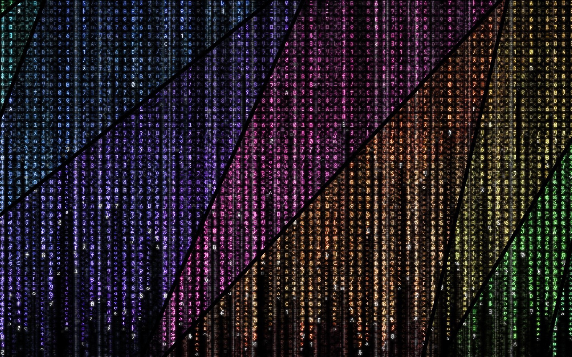 Abstract digital rain with rainbow colors HD Wallpaper