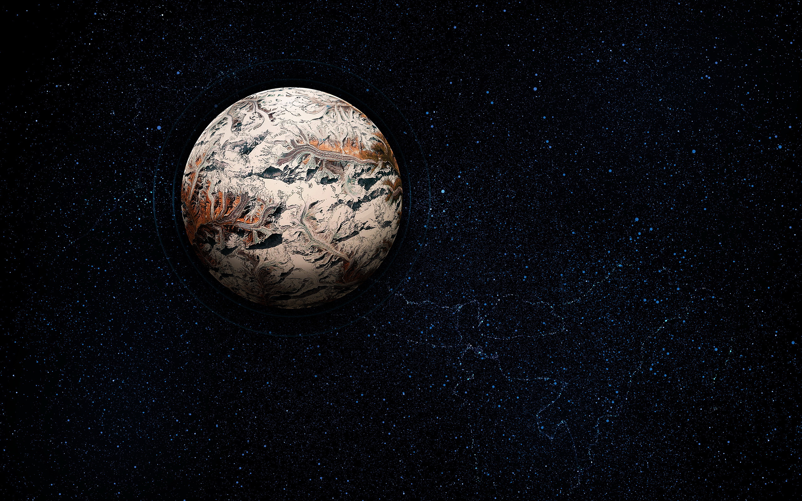 Sci-Fi Planet in Starry Expanse HD Wallpaper