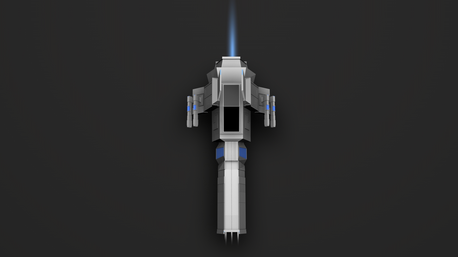 Dogo Fighter Spaceship with Blue Beam HD Wallpaper
