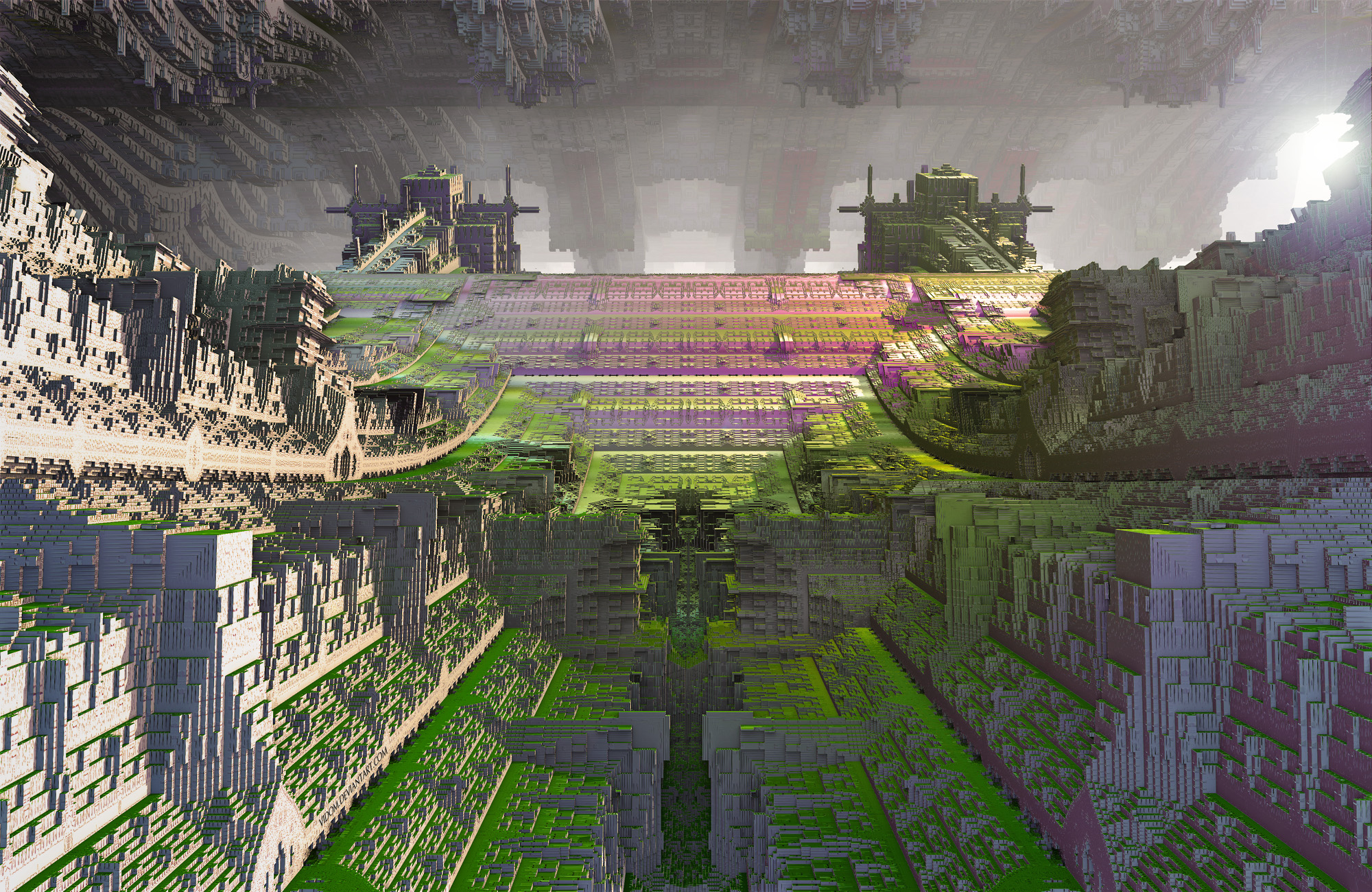Fractal city with futuristic architecture HD Wallpaper