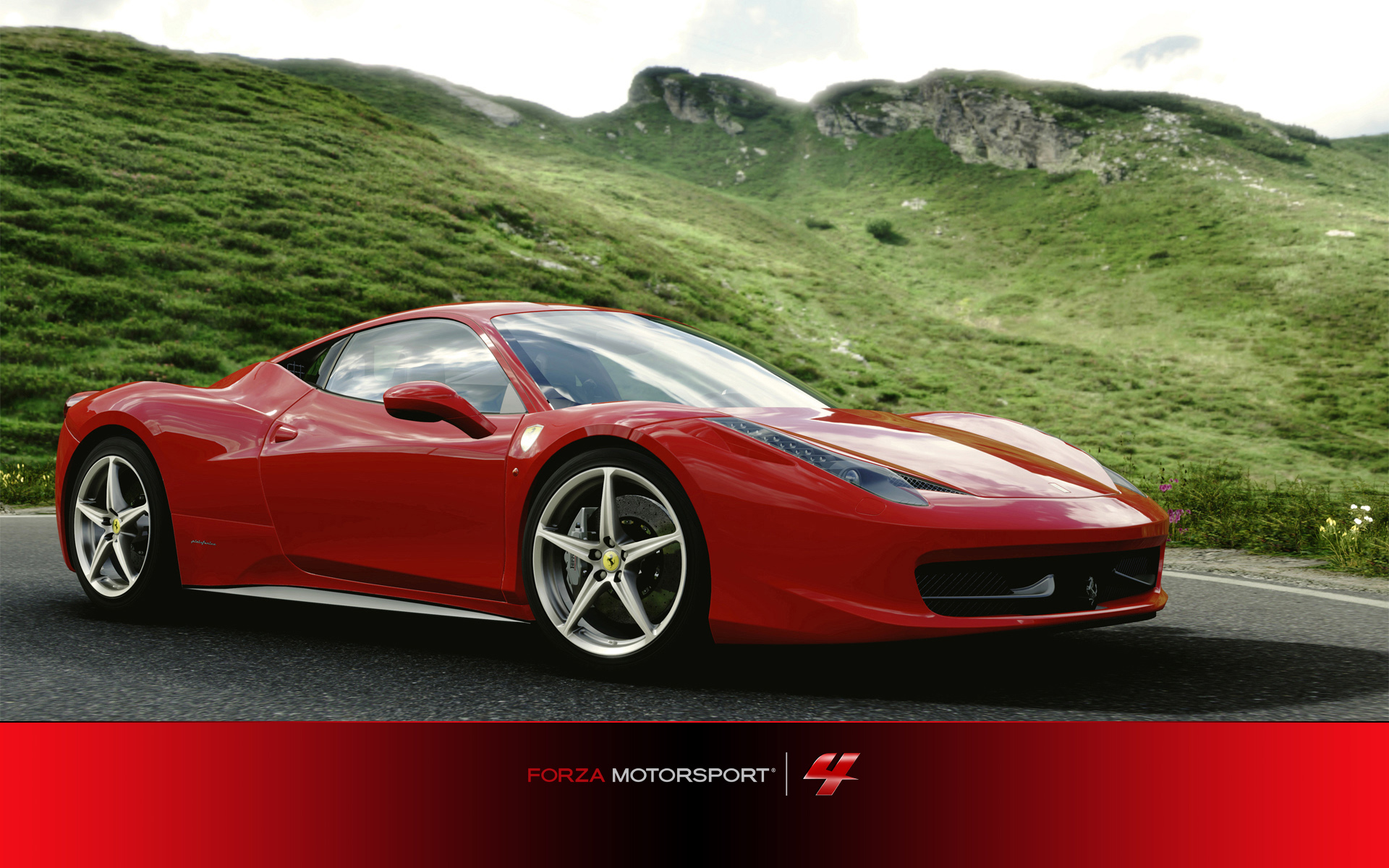 Red Ferrari 458 Italia from Forza Motorsport 4 HD Wallpaper