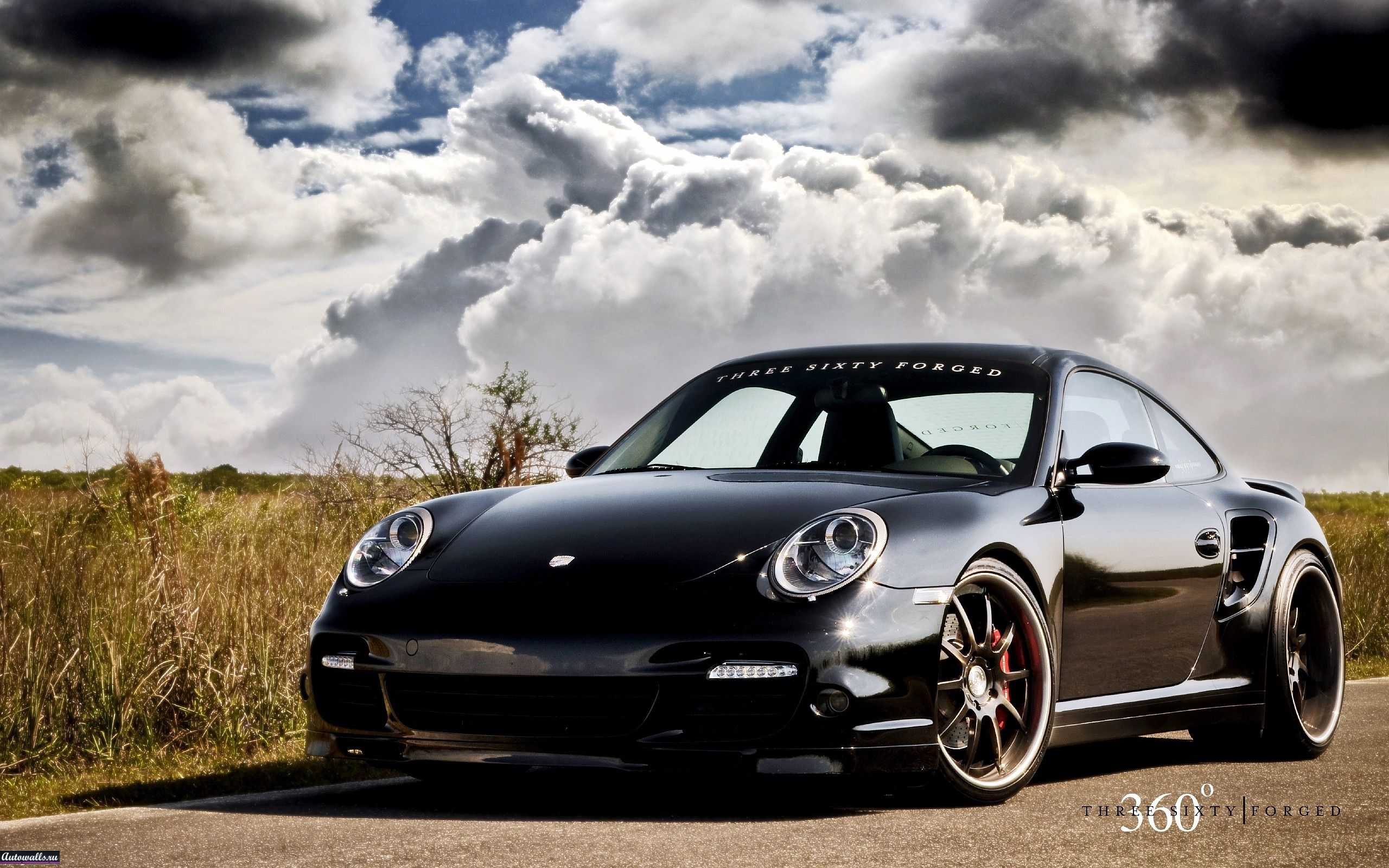 Black Porsche 997 TT on a Road HD Wallpaper