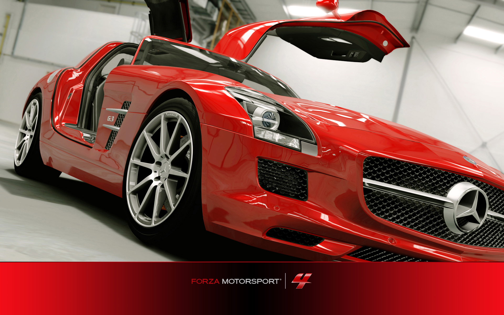 Red Mercedes-Benz SLS AMG GT3 Forza Motorsport 4 HD Wallpaper