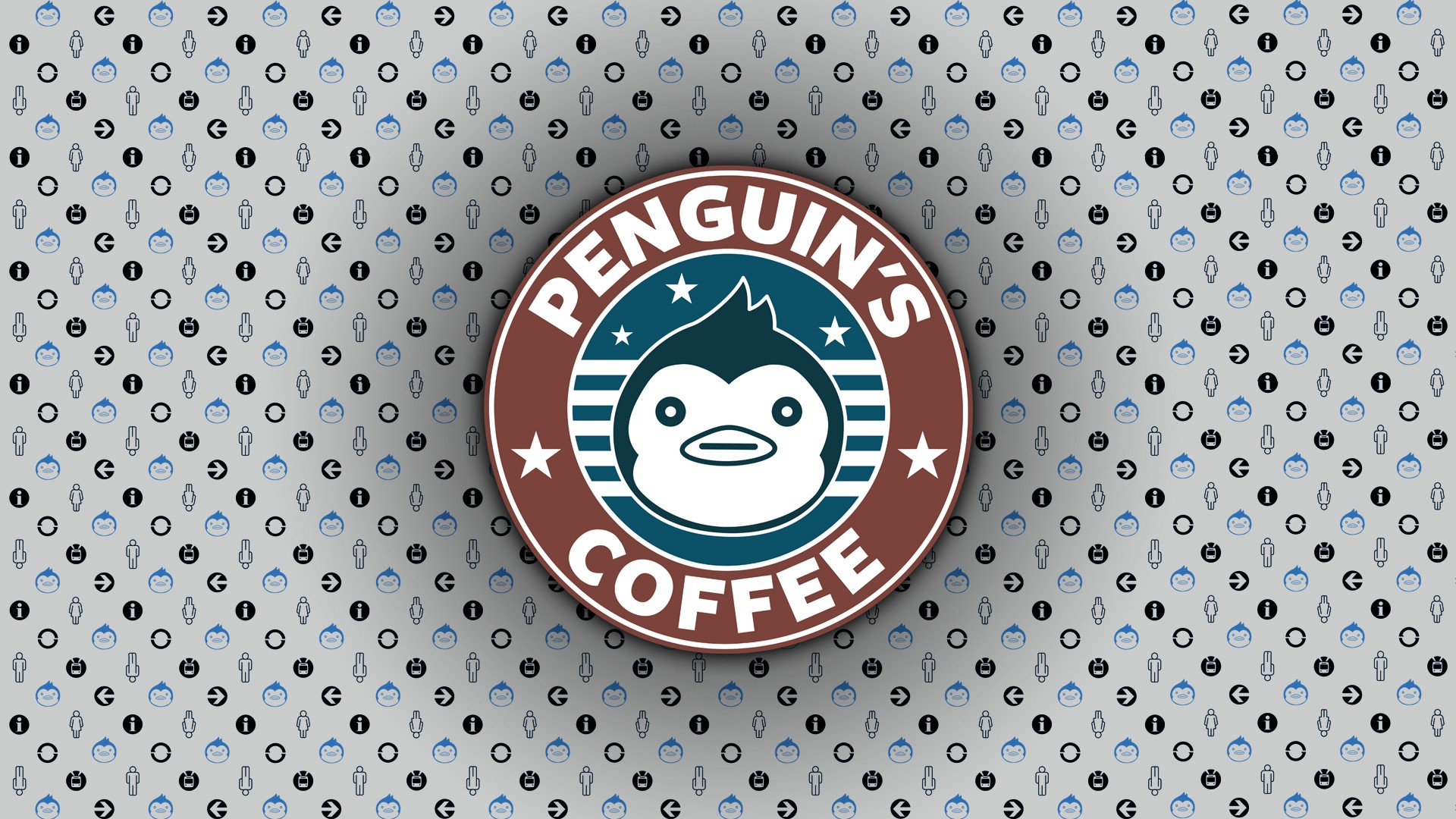 Penguin's Coffee logo with Mawaru Penguindrum pattern HD Wallpaper