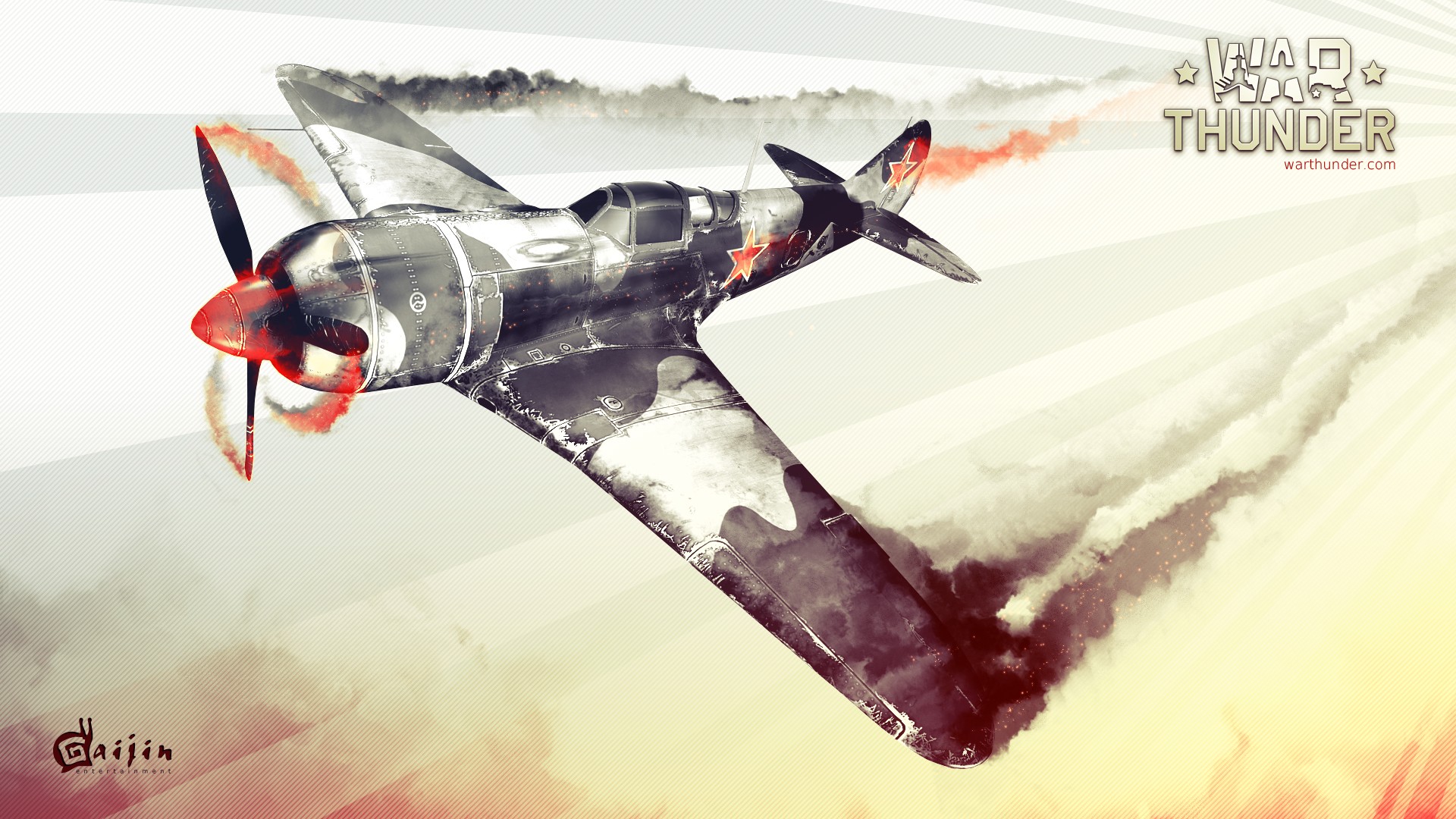 War Thunder airplane with red stars HD Wallpaper