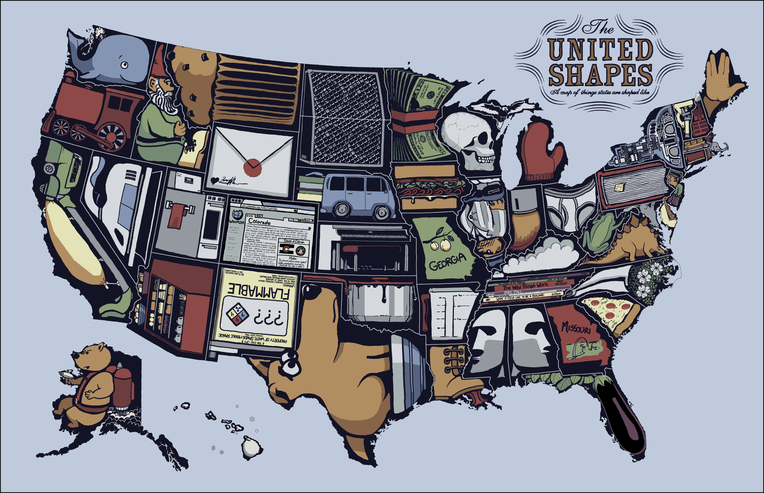 The United Shapes map of the USA HD Wallpaper