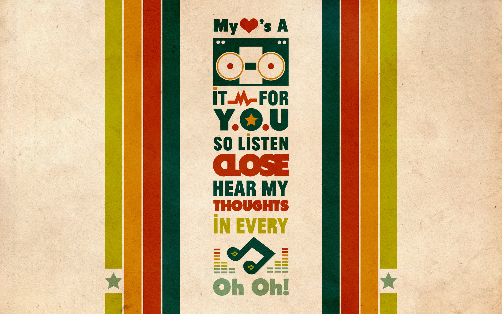 Retro Cassette Tape Typography Design HD Wallpaper