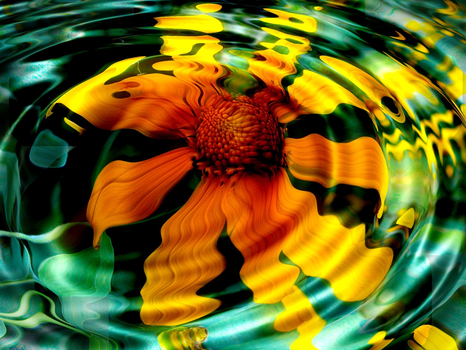 Flower distorted by water ripples HD Wallpaper