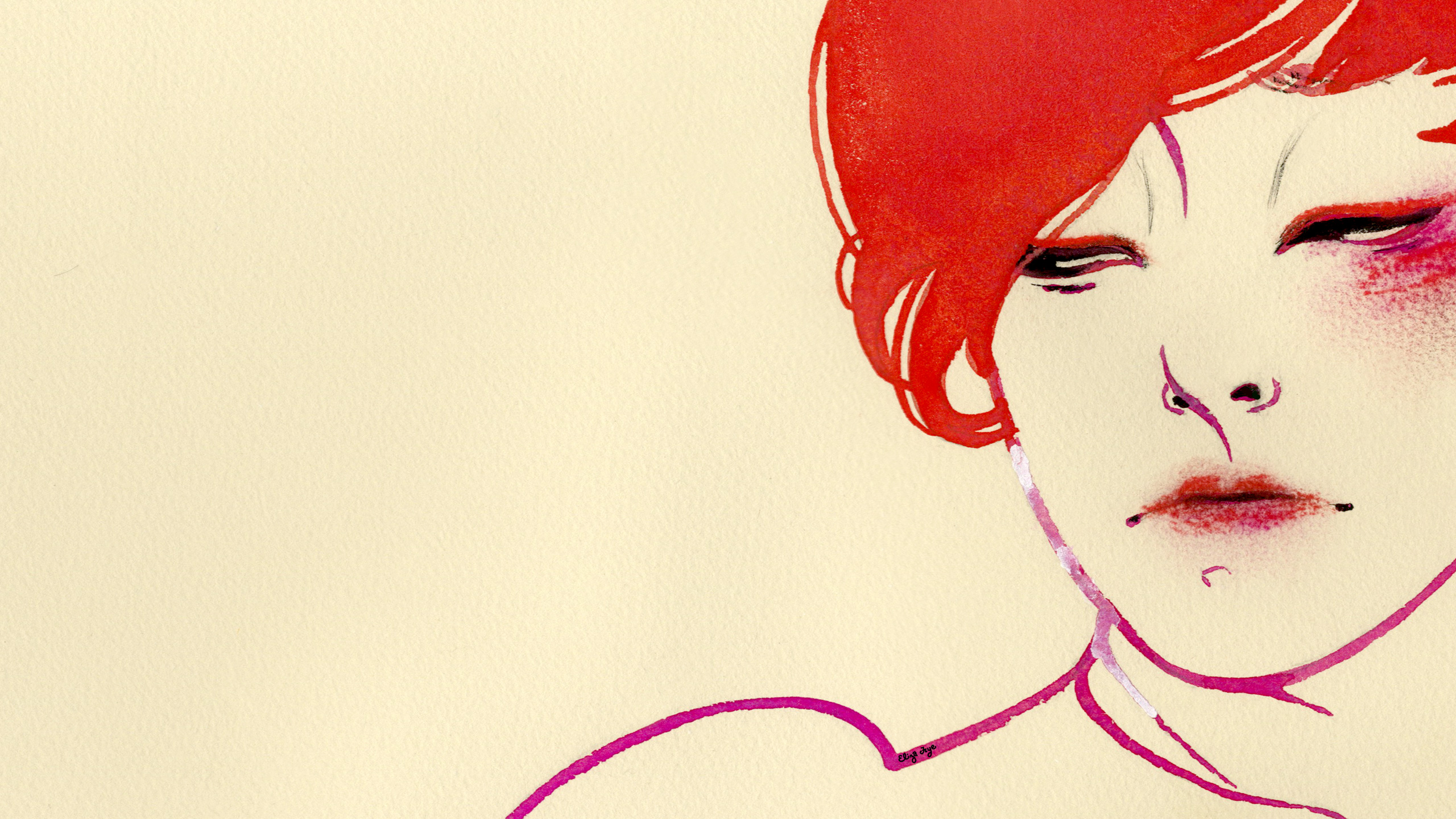 Woman with red hair and bruised eye HD Wallpaper