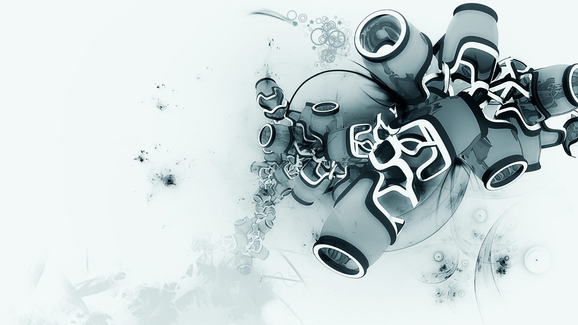 Abstract 3D Art with Cylindrical Forms HD Wallpaper