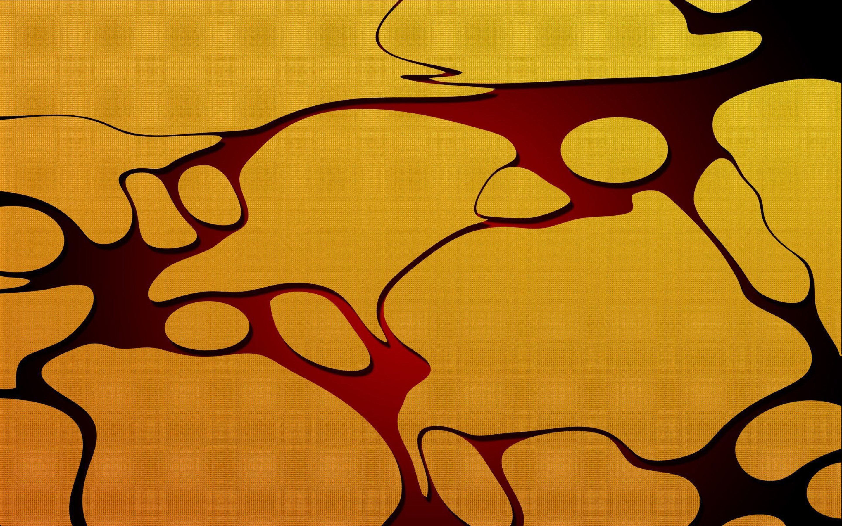 Abstract yellow and red fluid shapes HD Wallpaper