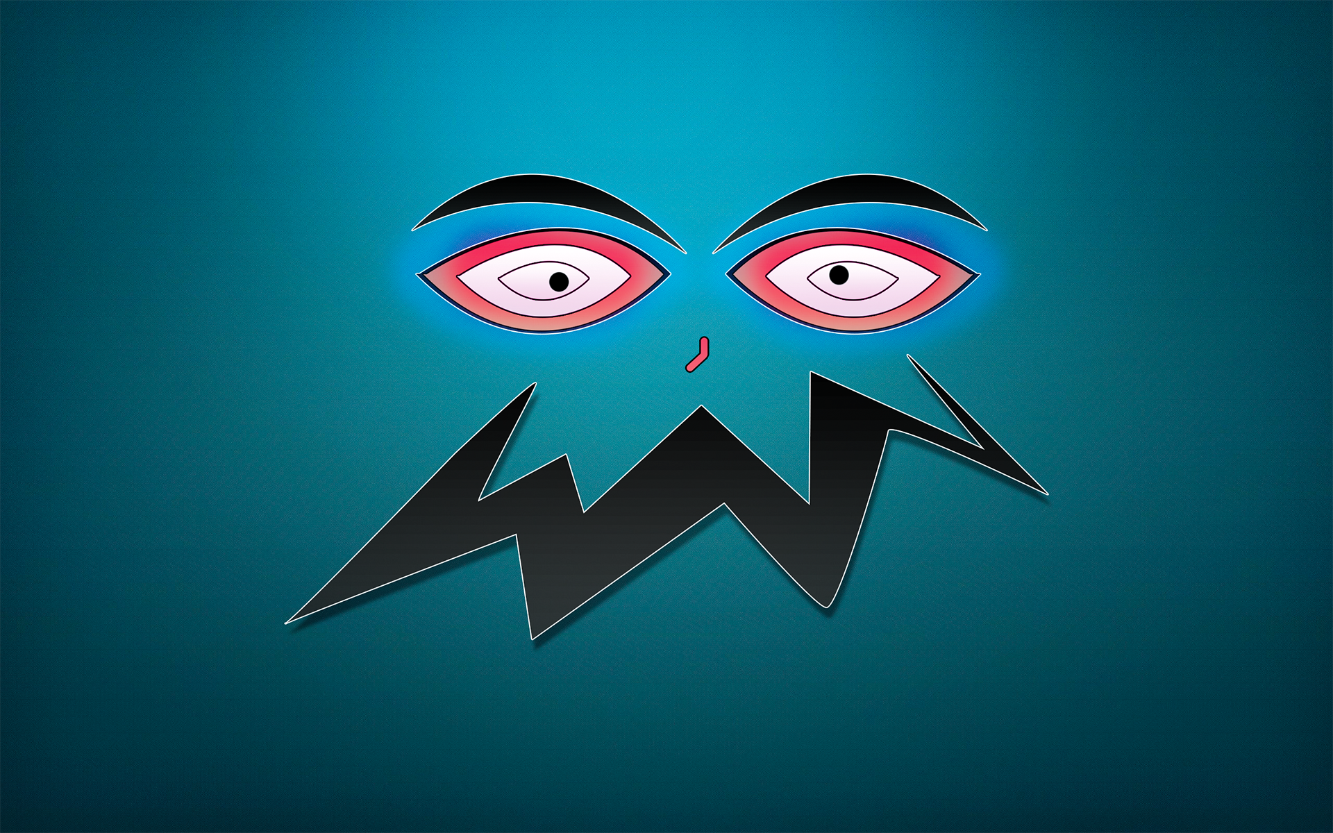 Cartoon monster face with large eyes and jagged mouth HD Wallpaper