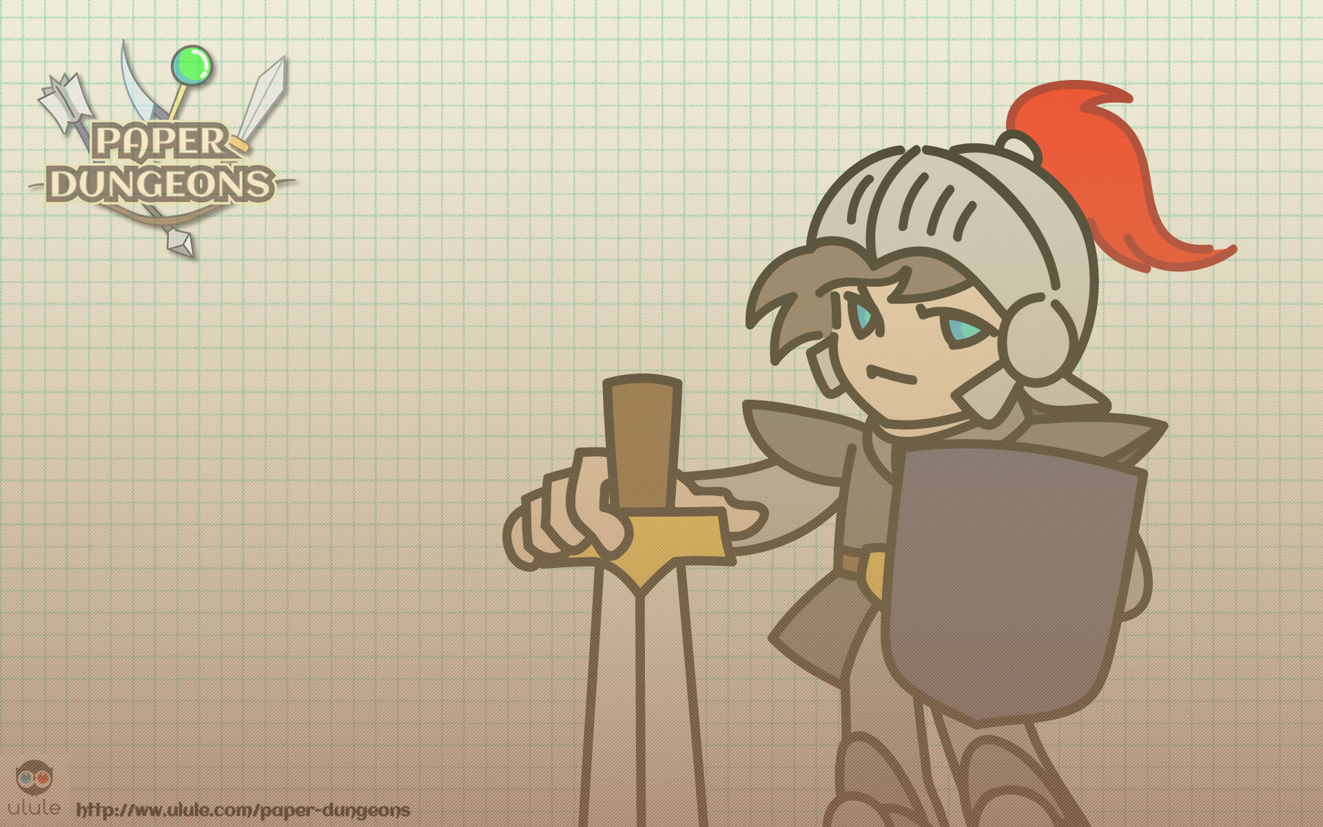Paper Dungeons knight with sword and shield HD Wallpaper