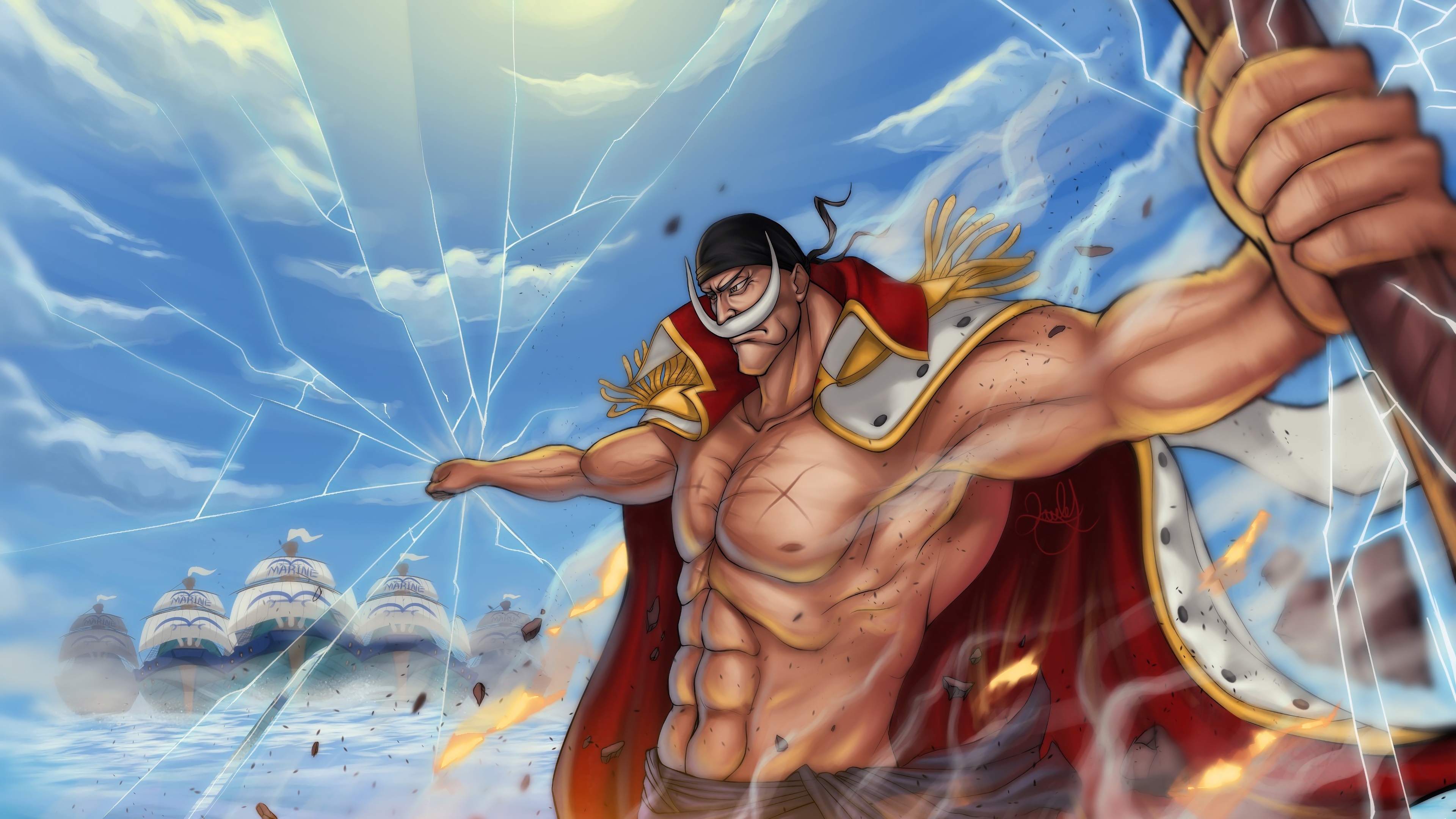 Whitebeard, Edward Newgate, One Piece, 4K HD Wallpaper