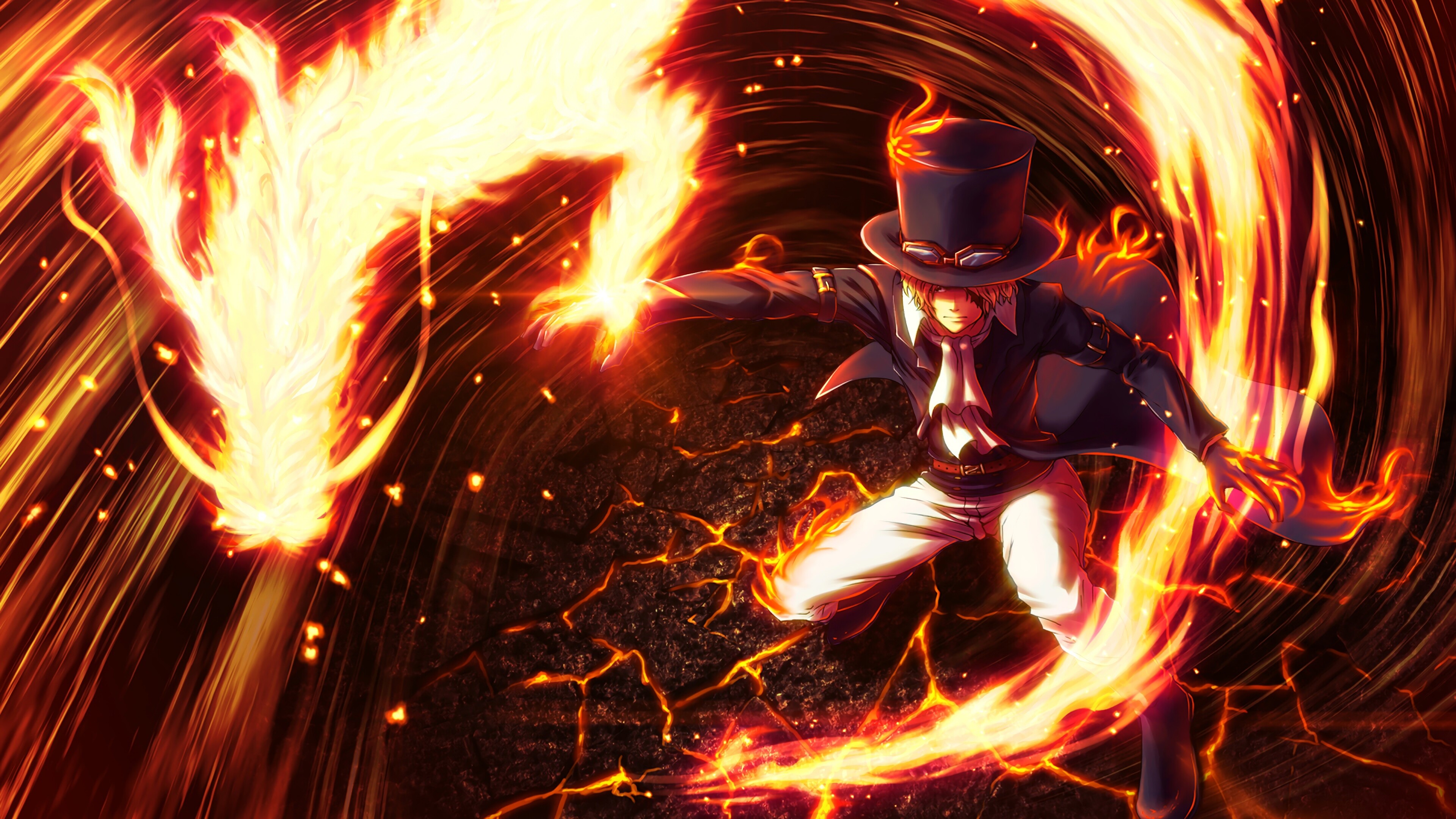 Sabo from One Piece with a Flame Dragon HD Wallpaper