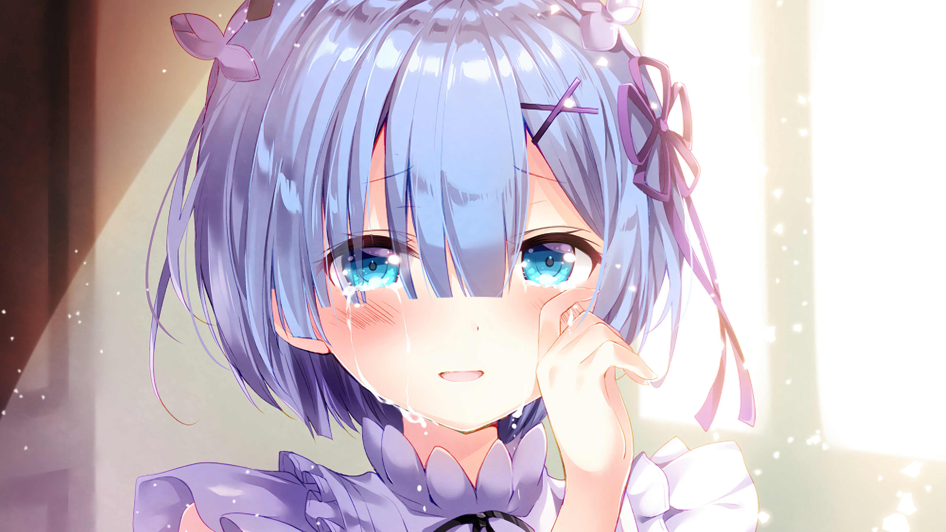 Rem from Re:Zero crying 4K HD Wallpaper