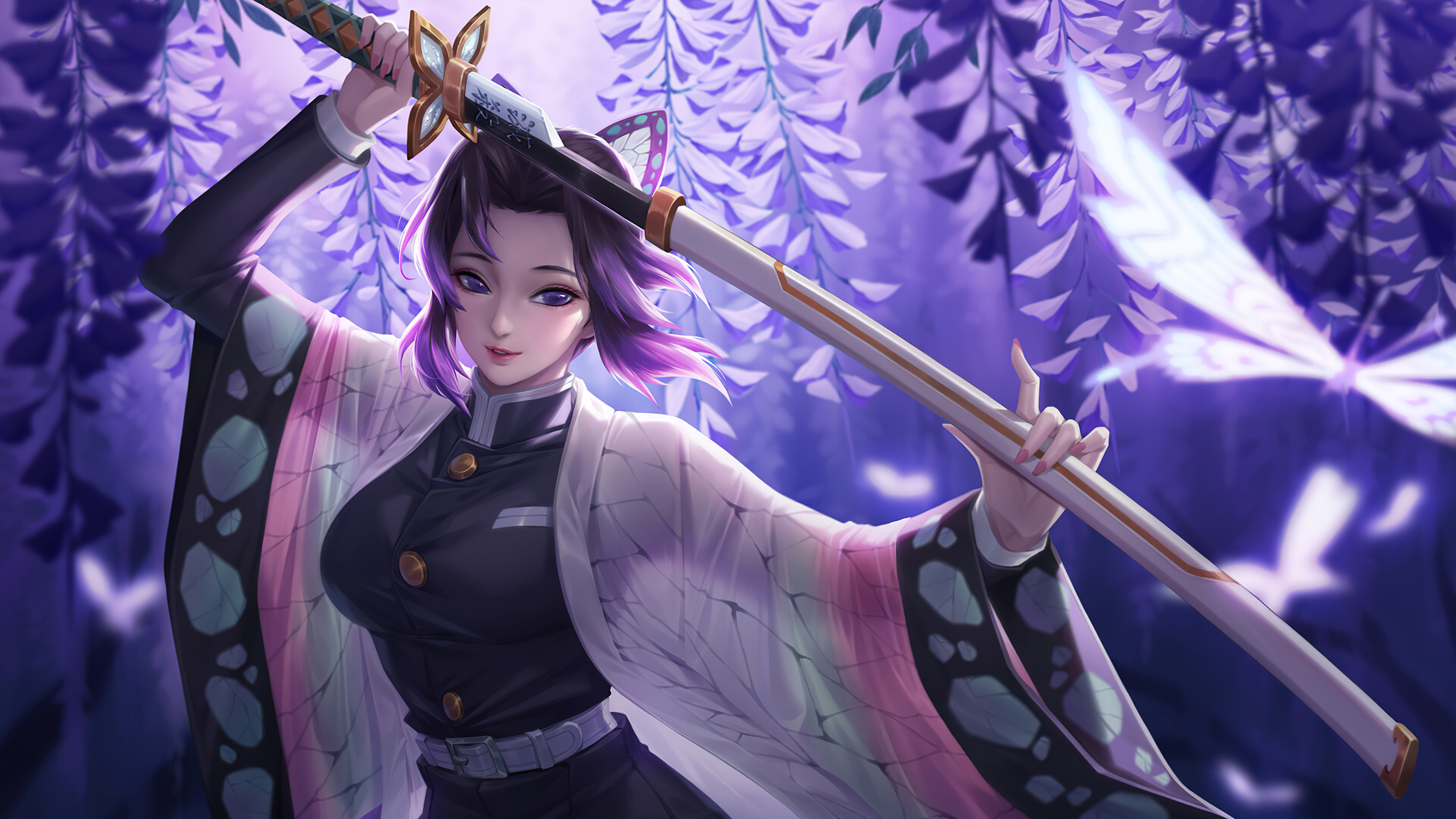 Shinobu Kocho, Katana, Kimetsu no Yaiba, 4K HD Wallpaper