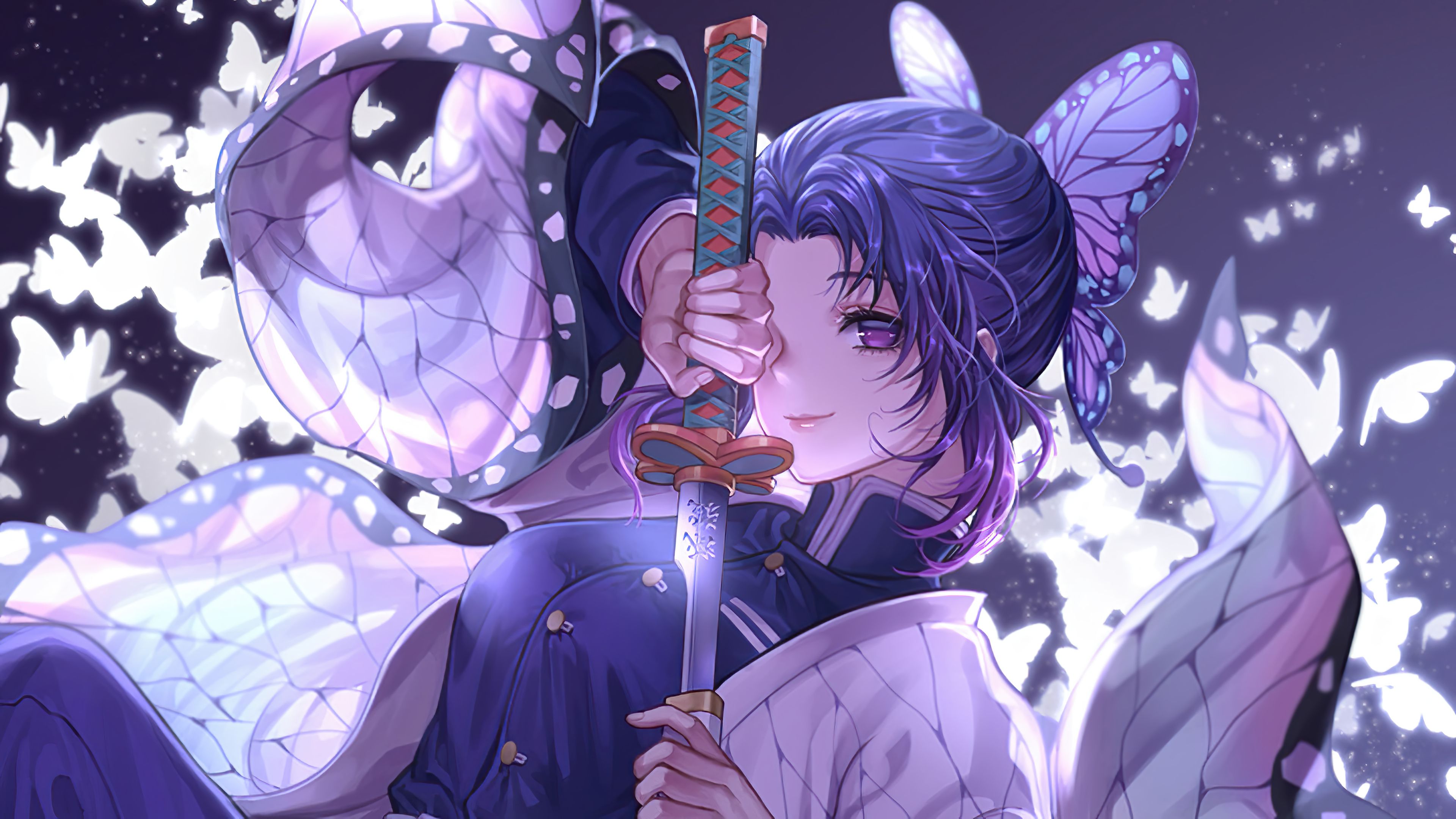 Shinobu Kocho, Katana, Kimetsu no Yaiba, 4K HD Wallpaper