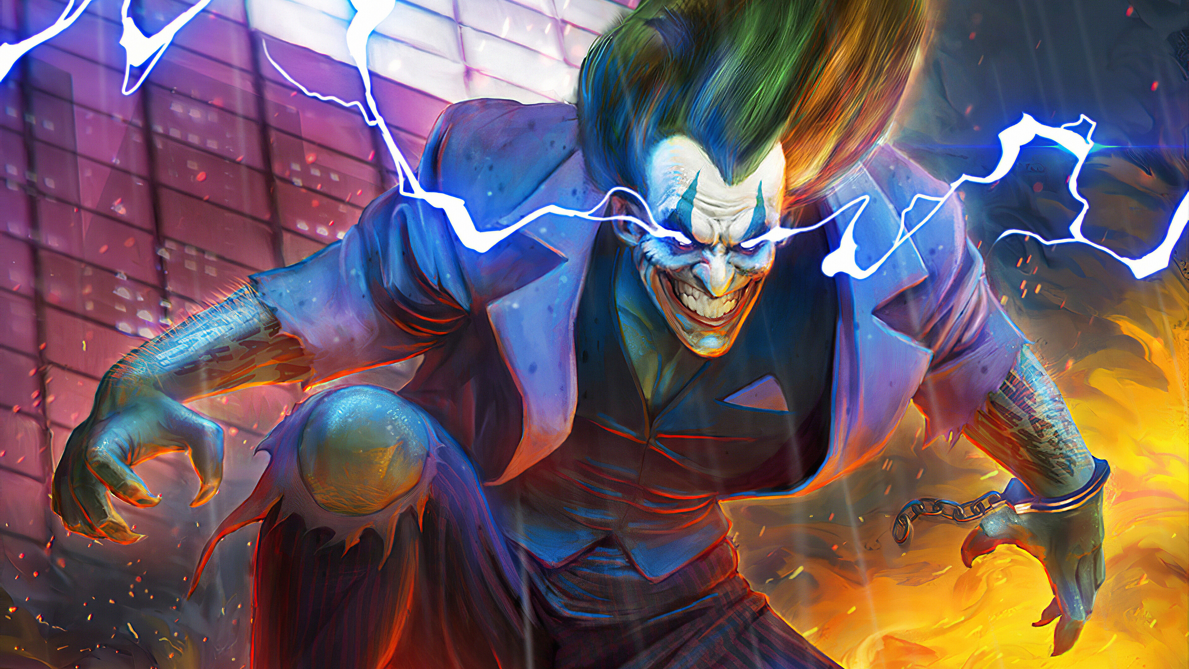 Joker with lightning 4K HD Wallpaper