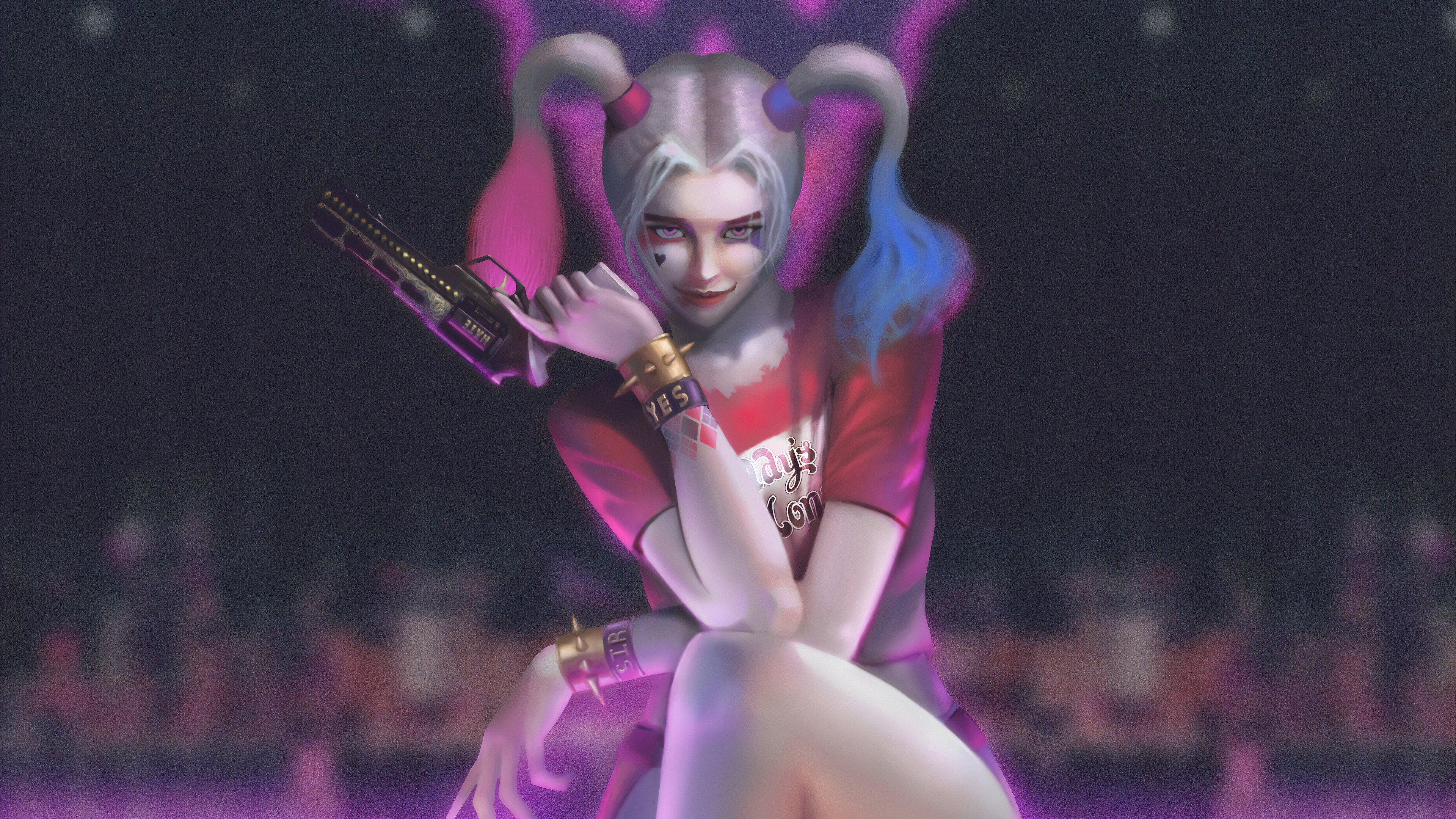 Harley Quinn with a gun, 4K HD Wallpaper