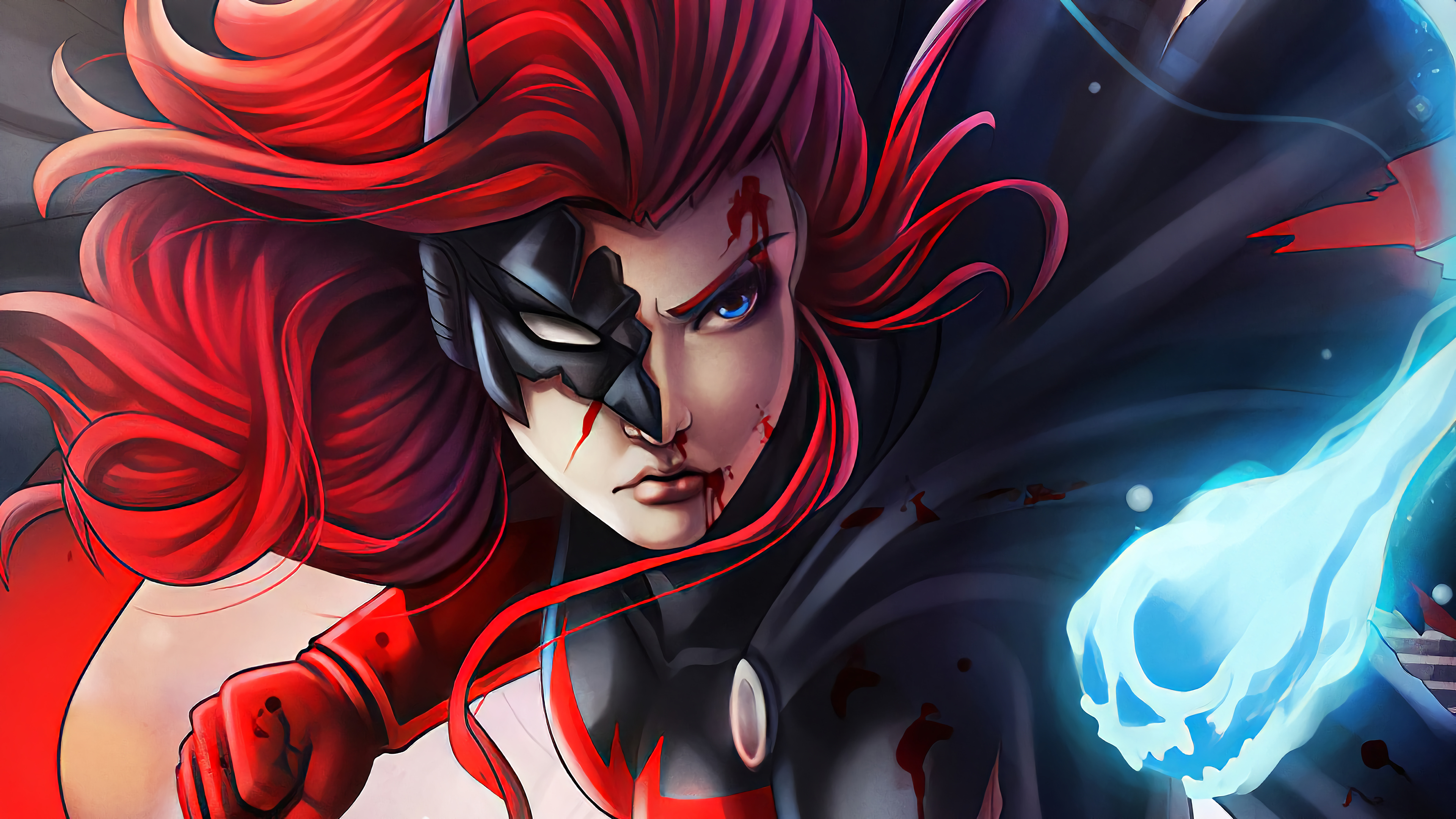 Batwoman with red hair and mask, 4K HD Wallpaper
