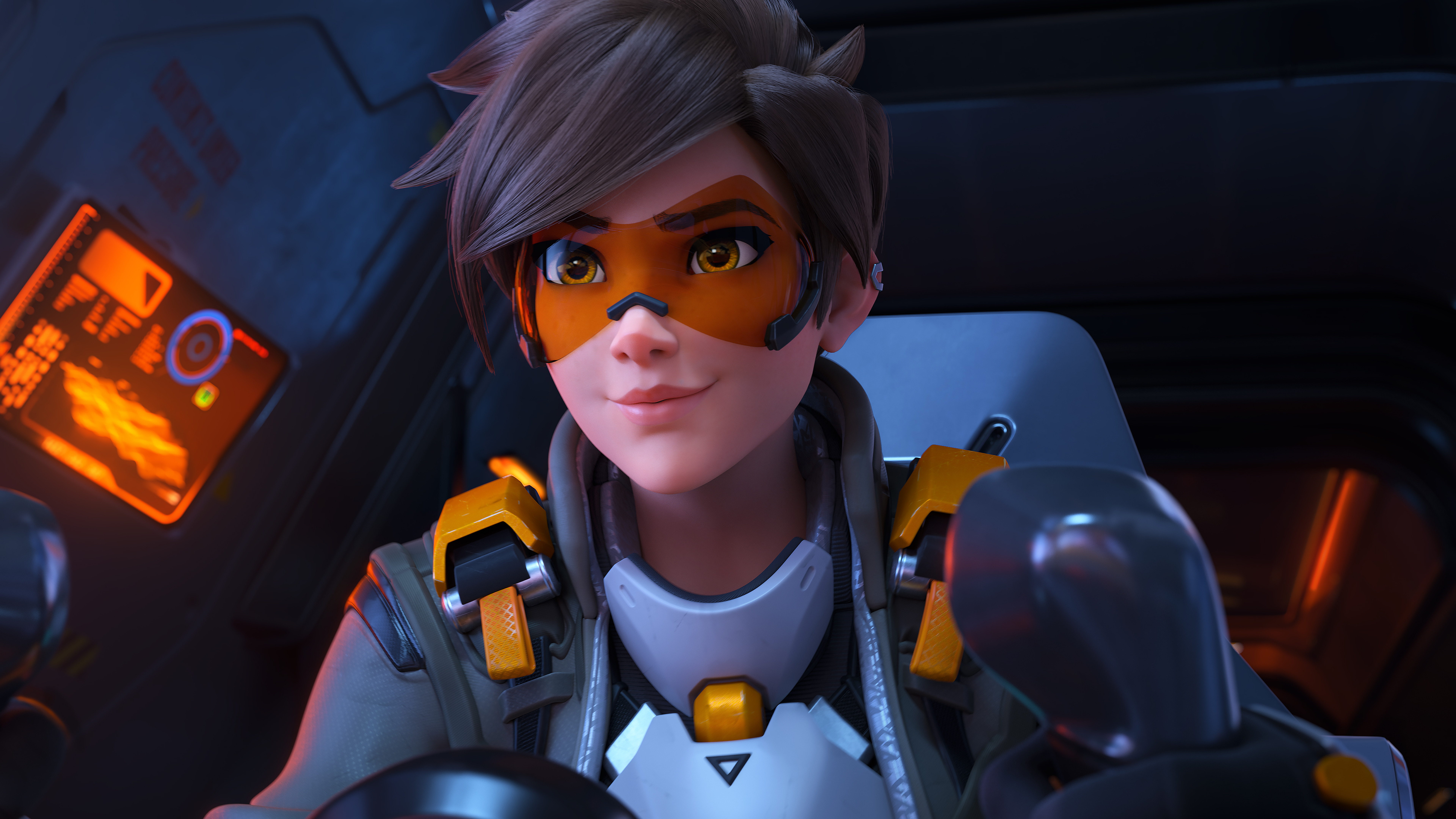 Tracer from Overwatch in a cockpit HD Wallpaper