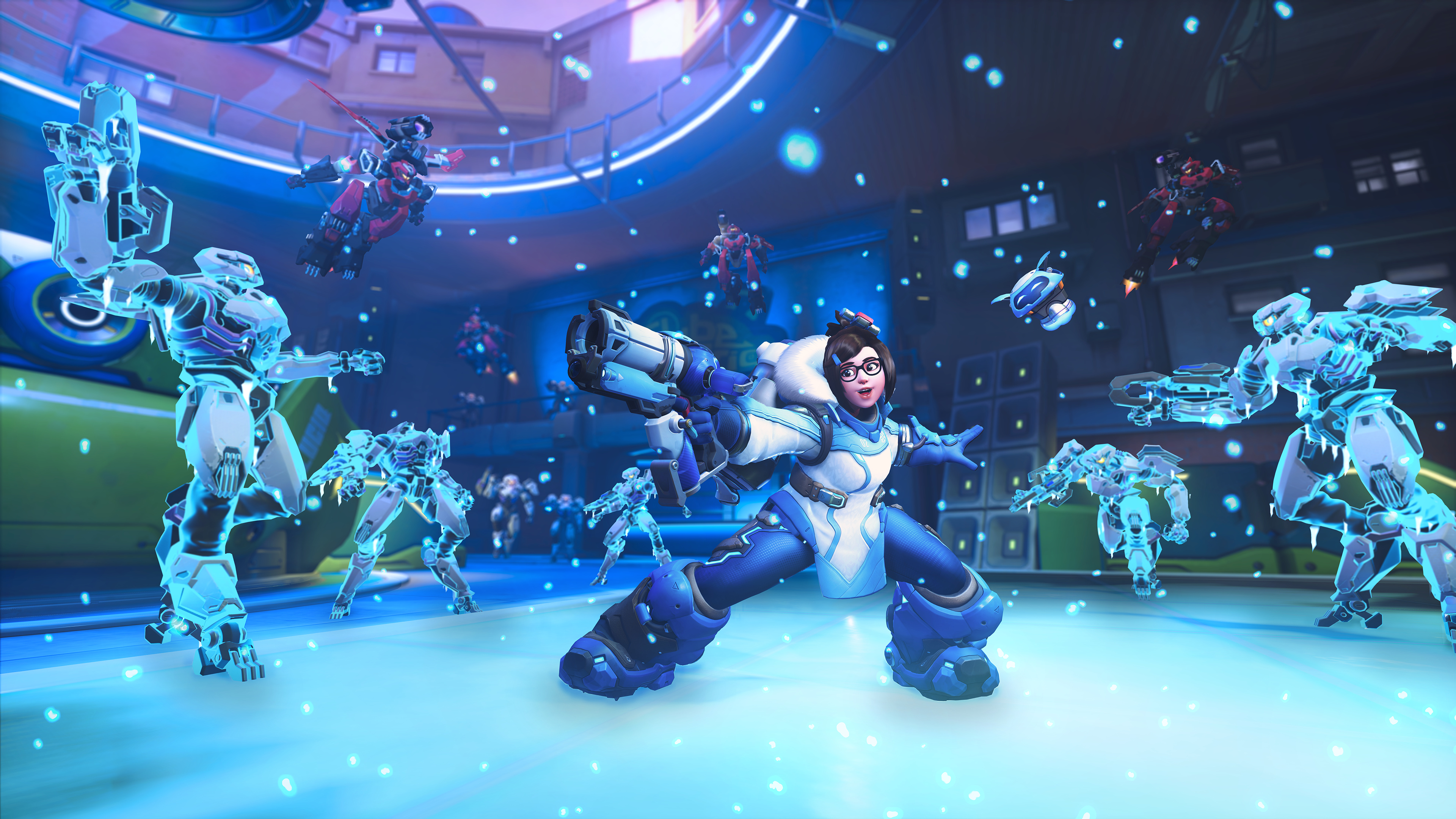 Mei from Overwatch 2 with robots 4K HD Wallpaper