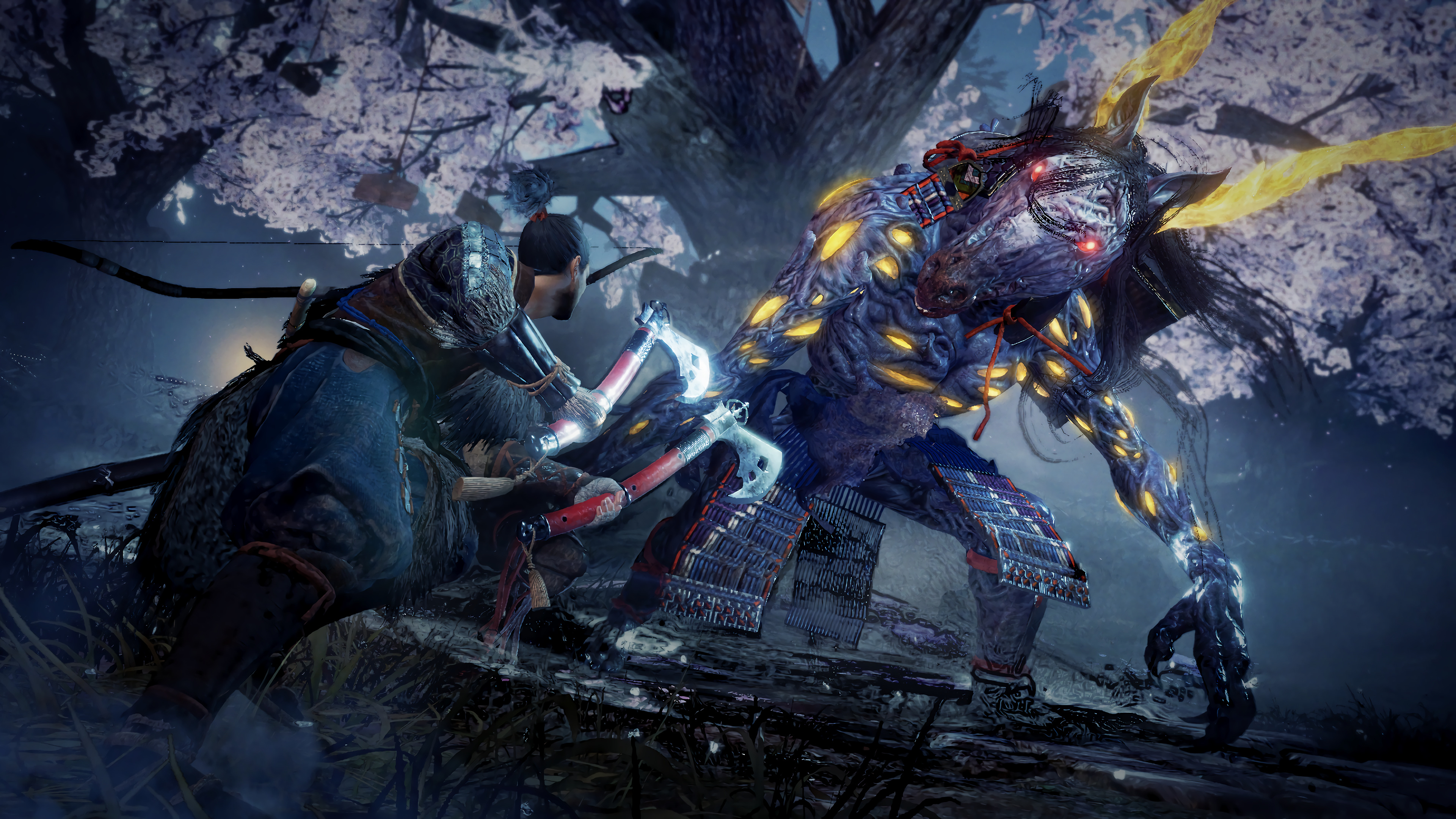 Nioh 2: Warrior fighting a Yokai in 4K HD Wallpaper